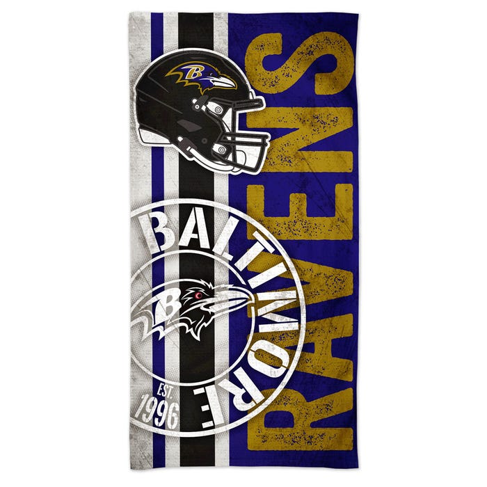 Baltimore Ravens RETRO Spectra Beach Towel 30" x 60" - Sports Collectibles, Sports Memorabilia, Sports Fan Shop, Sports Gifts