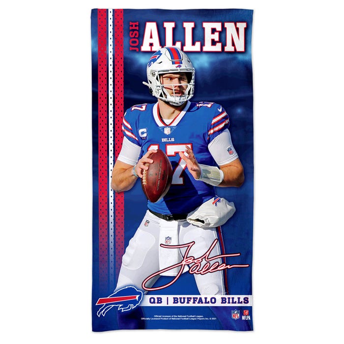 Buffalo Bills Spectra Beach Towel 30" x 60" Josh Allen - Sports Collectibles, Sports Memorabilia, Sports Fan Shop, Sports Gifts