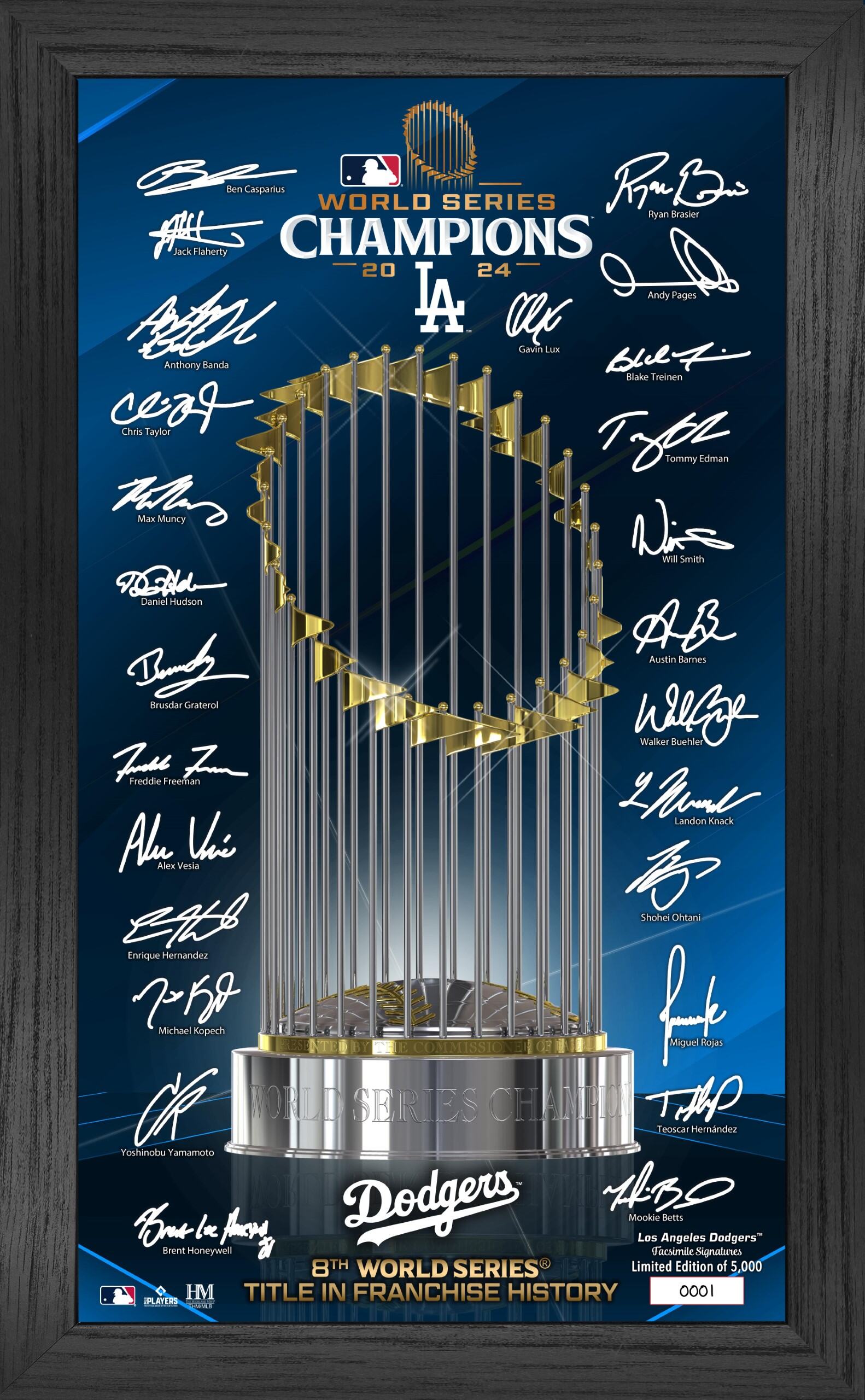 LA Dodgers 2024 World Series Champions Trophy Signature Frame - Sports Collectibles, Sports Memorabilia, Sports Fan Shop, Sports Gifts