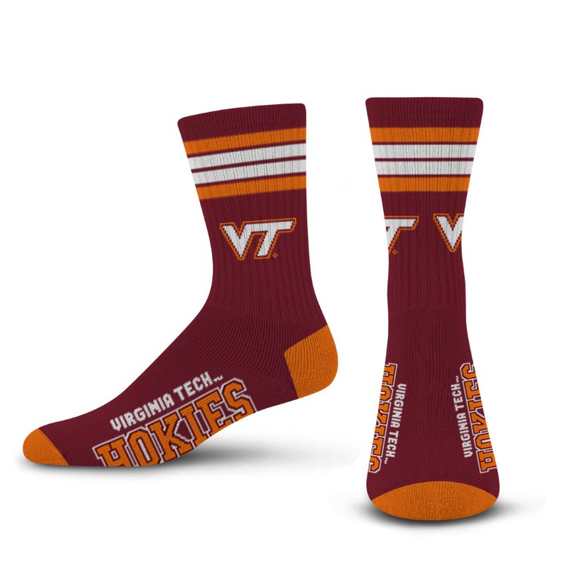 VIRGINIA TECH HOKIES 4 STRIPED DEUCE SOCK- Maroon - Sports Collectibles, Sports Memorabilia, Sports Fan Shop, Sports Gifts