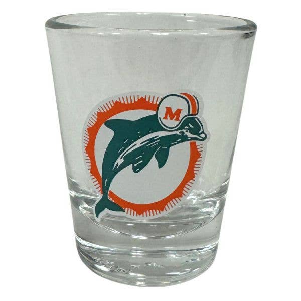 Miami Dolphins Glass Shot Glasses - 2oz Vintage Style