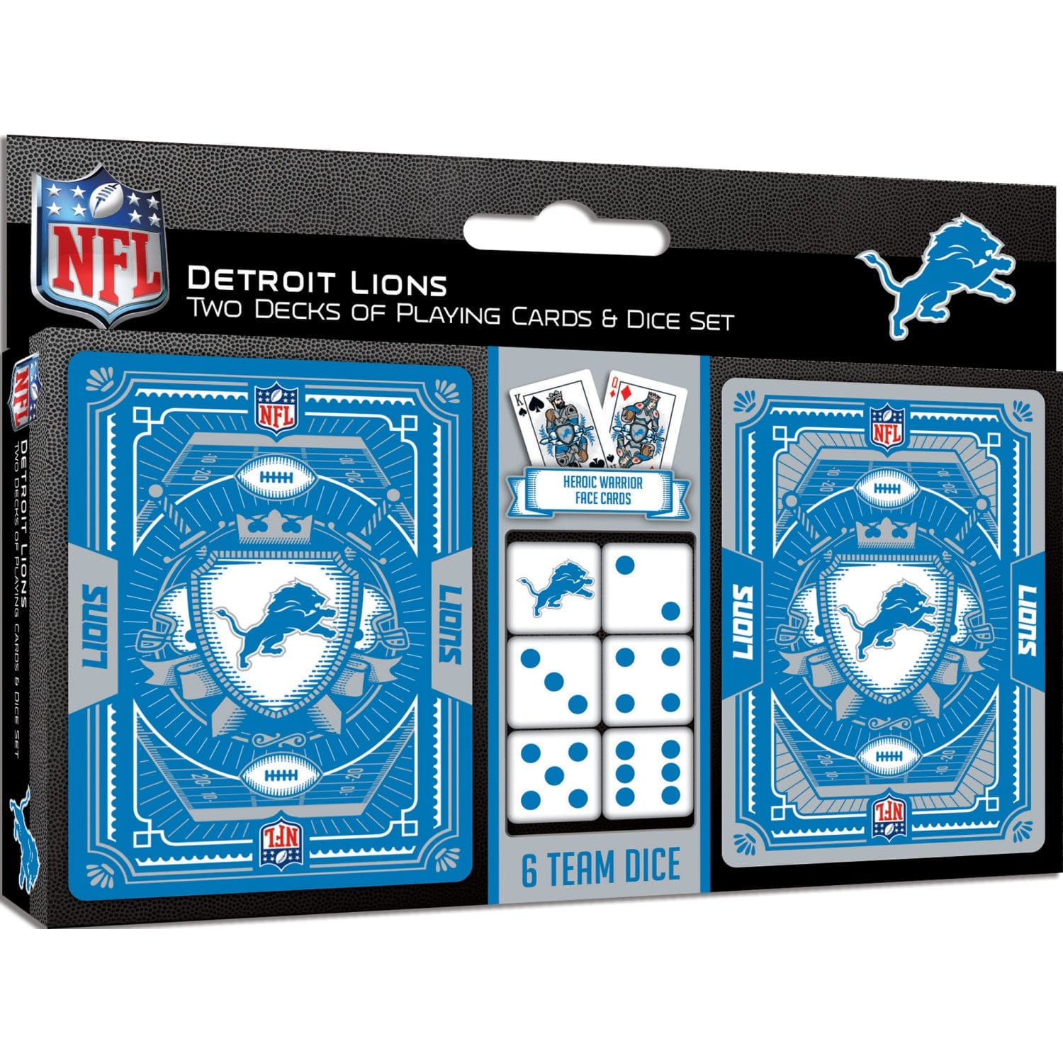Detroit Lions 2-Pack Playing Cards and Dice Set