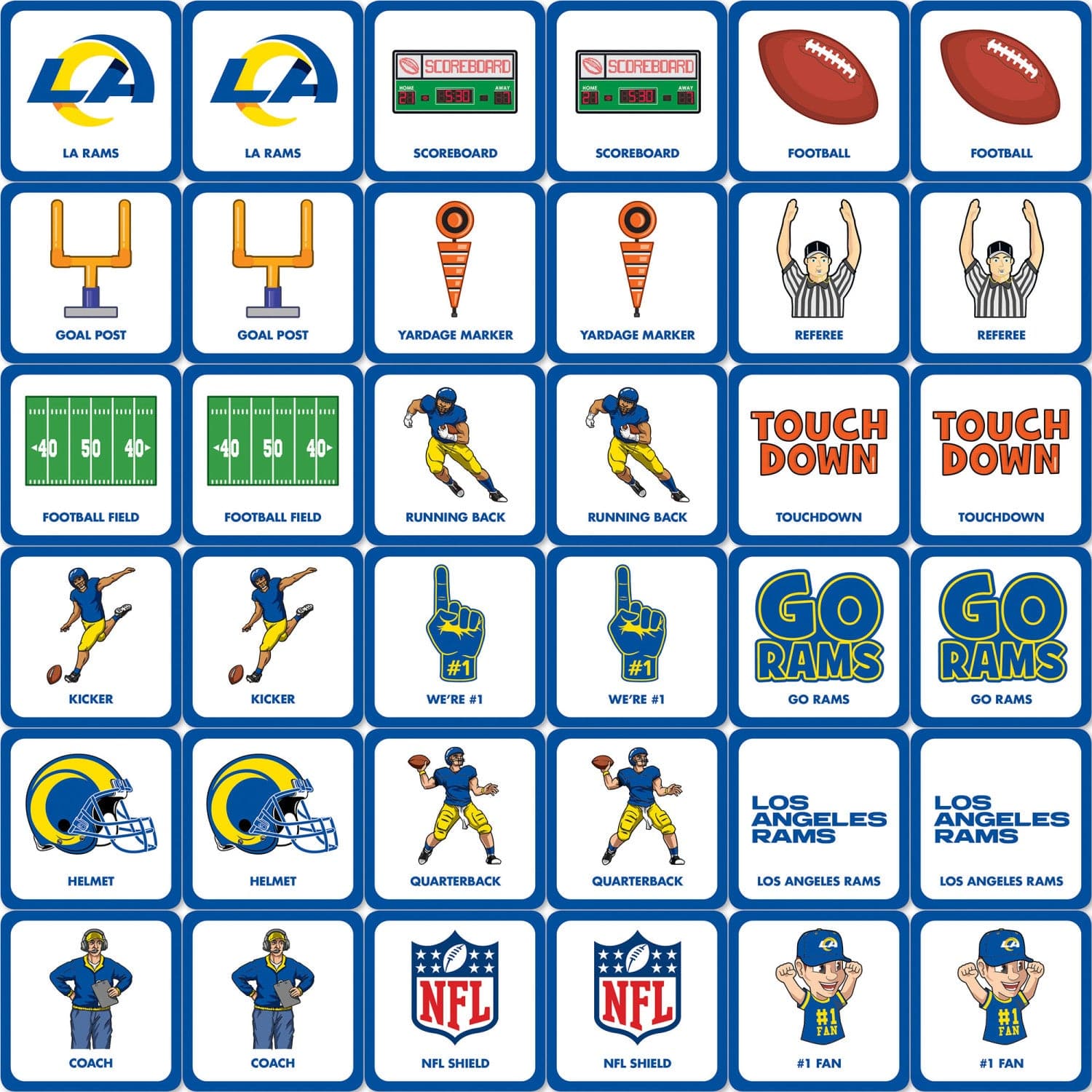 Los Angeles Rams Memory Matching Game