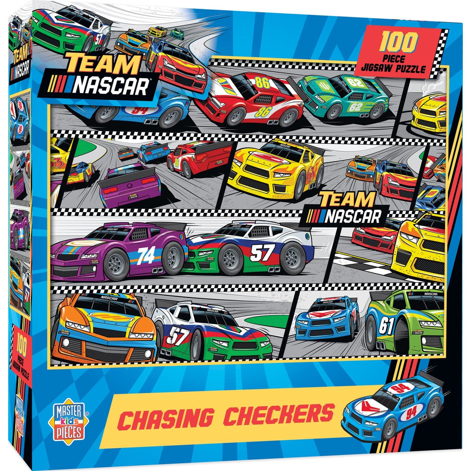 NASCAR Chasing Checkers 100 Piece Jigsaw Puzzle - Sports Gifts, Sports Memorabilia, Sports Collectibles, Fan Shop