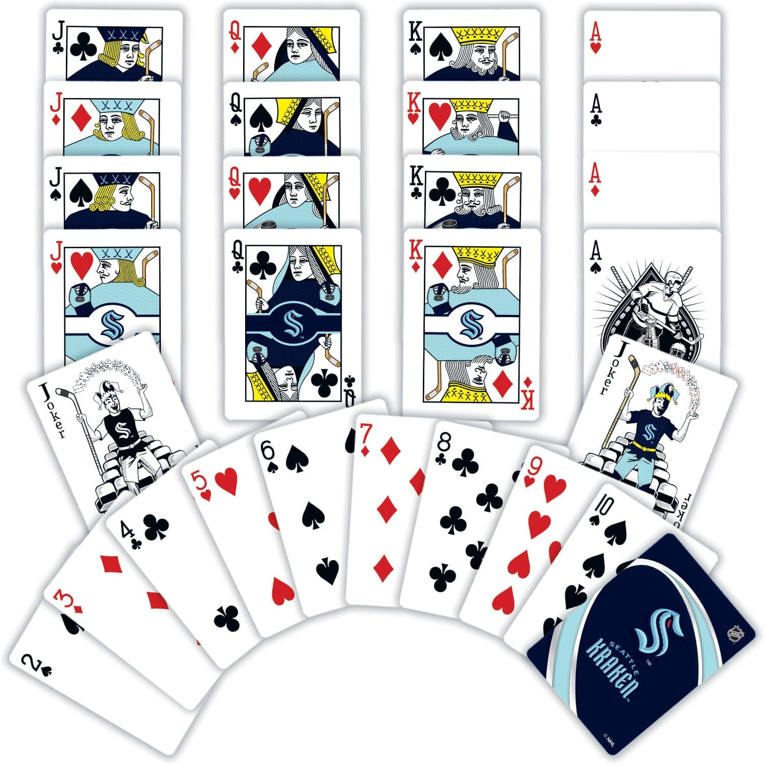 Seattle Kraken Playing Cards - 54 Card Deck - Sports Gifts, Sports Memorabilia, Sports Collectibles, Fan Shop