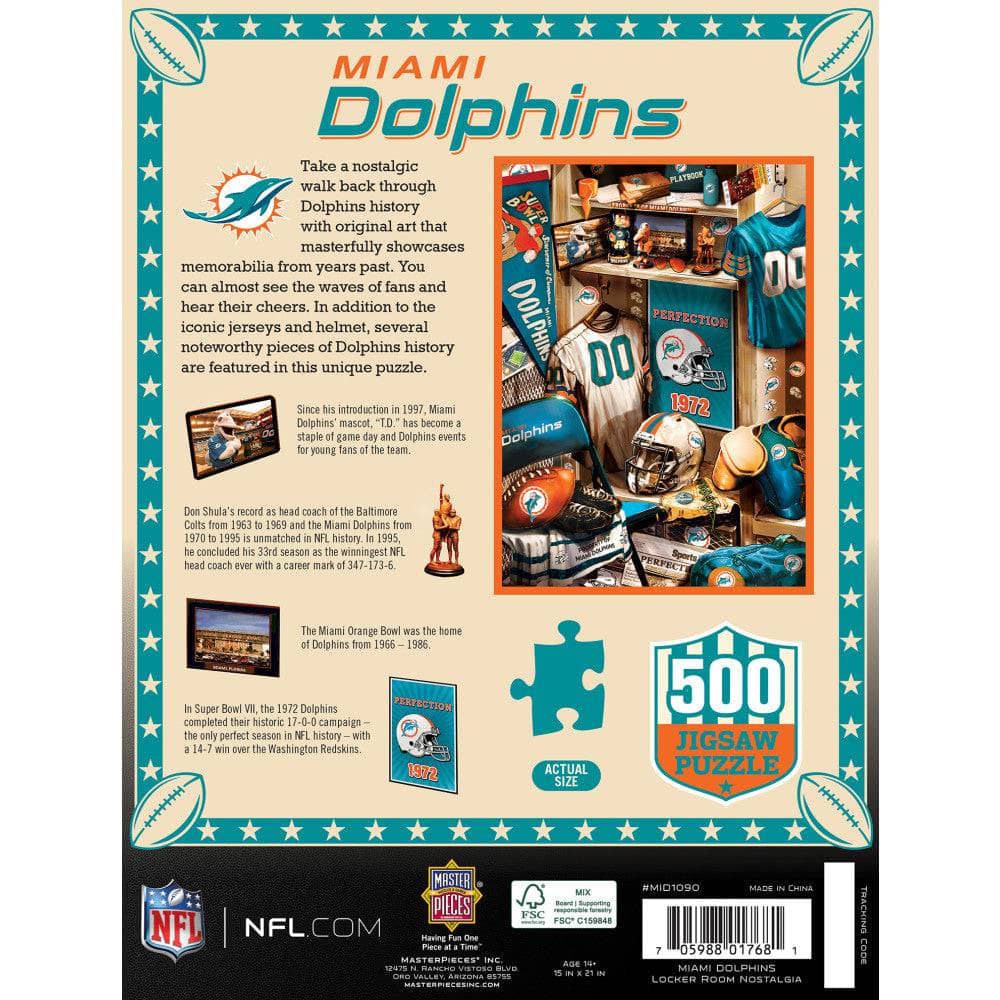 Miami Dolphins Locker Room 500-Piece Jigsaw Puzzle