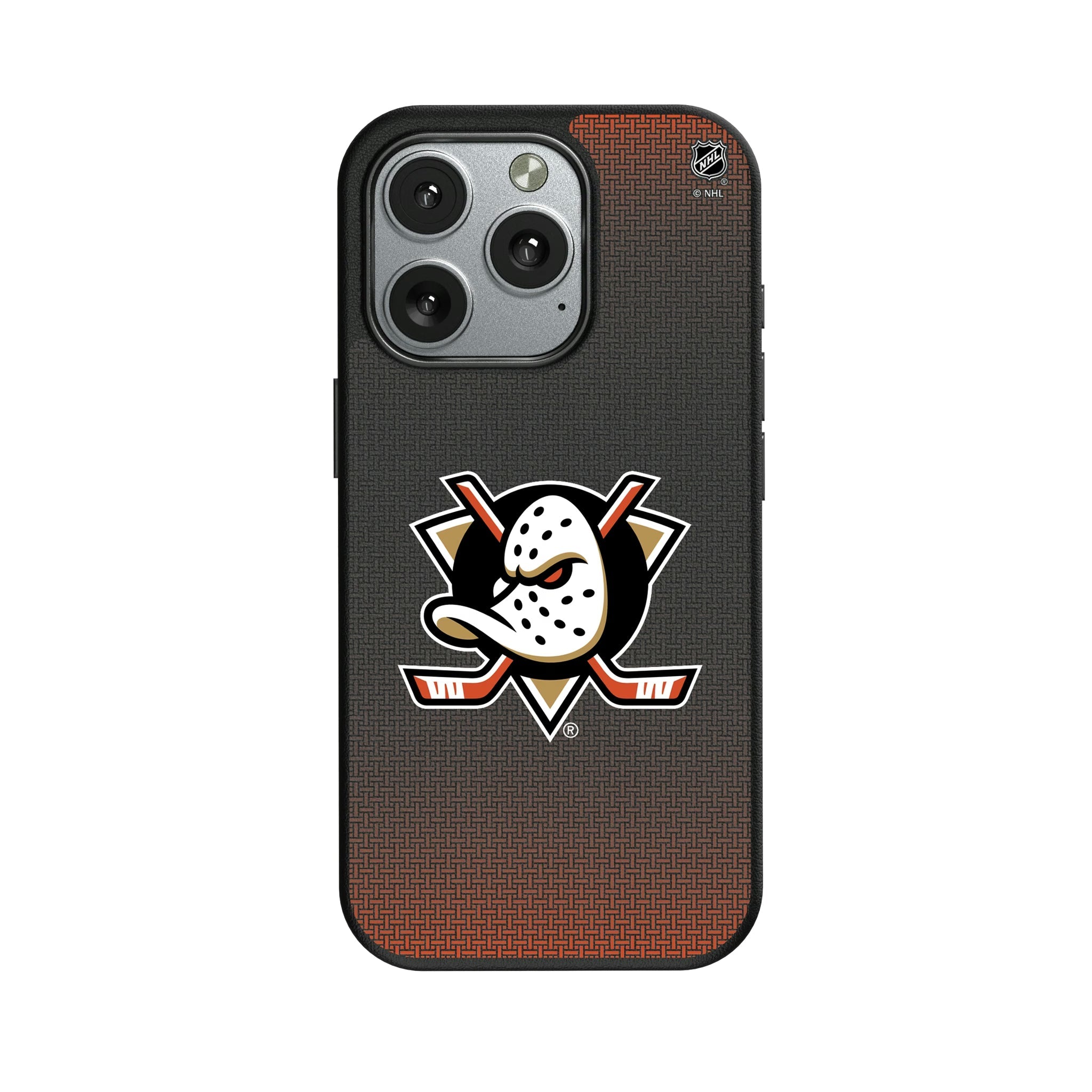 Anaheim Ducks Linen MagSafe Compatible Phone Case for Apple iPhone - Sports Gifts, Sports Memorabilia, Sports Collectibles, Fan Shop