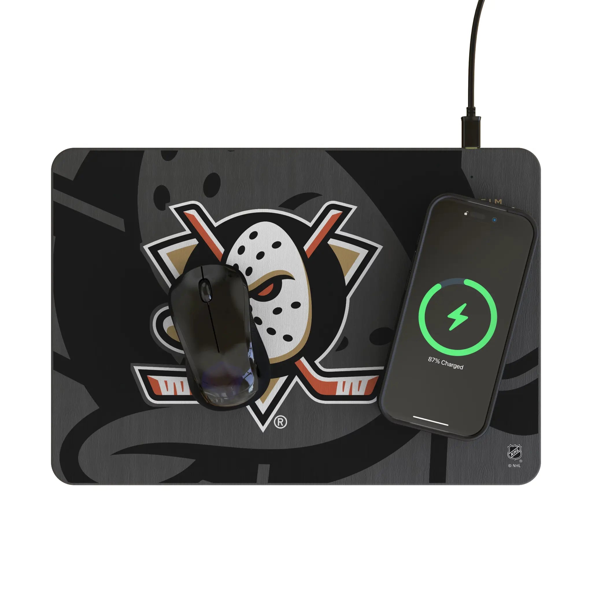 Anaheim Ducks Monocolor Tilt 15-Watt Wireless Charger and Mouse Pad