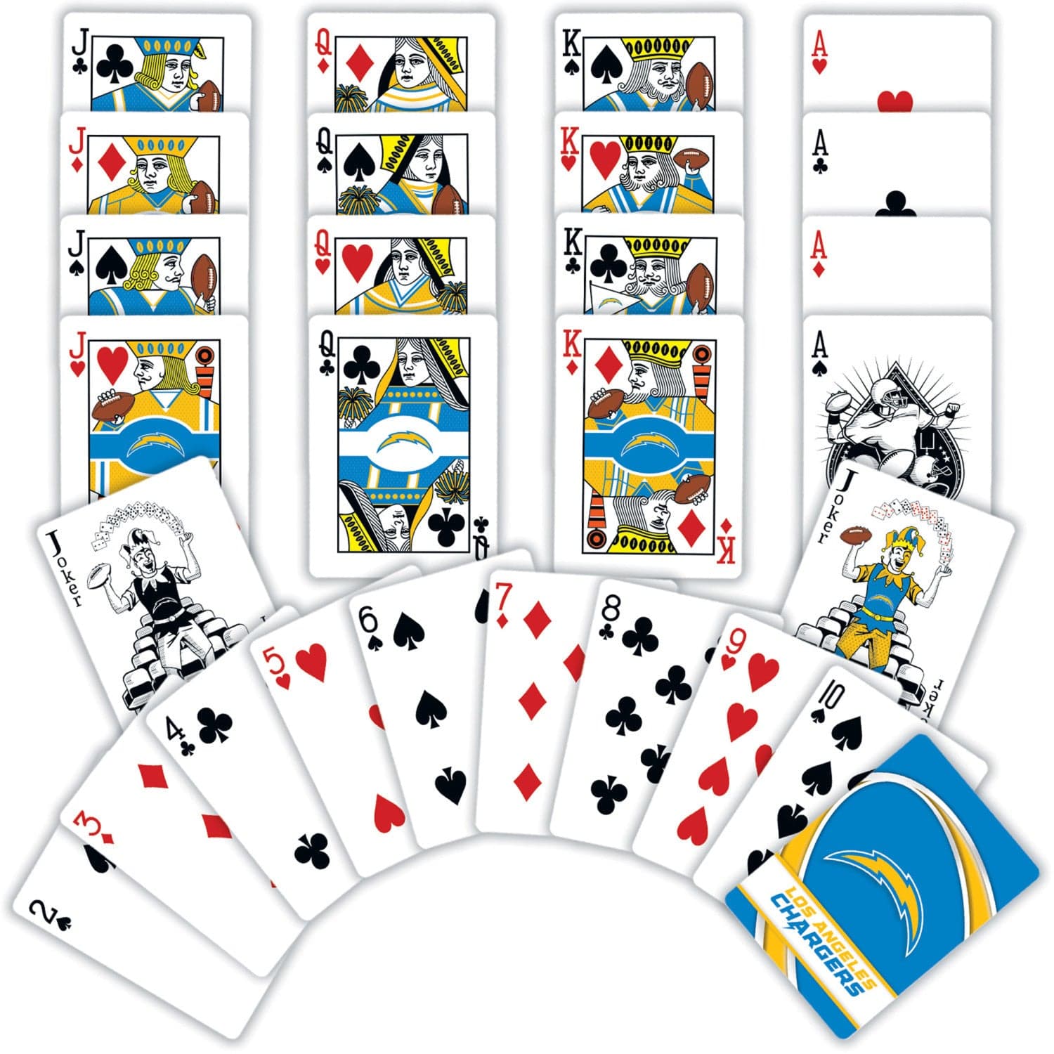 Los Angeles Chargers 54-Card Deck Playing Cards - Sports Gifts, Sports Memorabilia, Sports Collectibles, Fan Shop