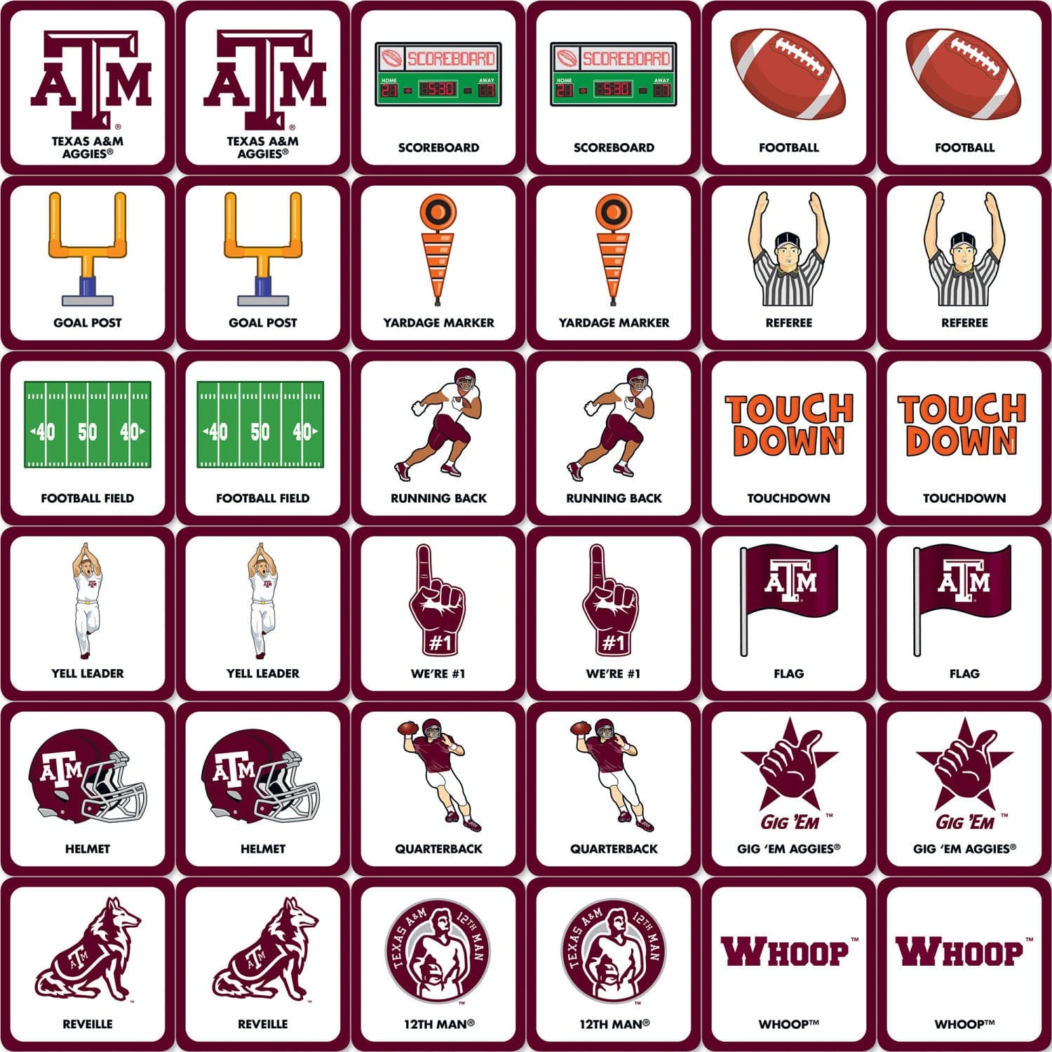 Texas A&M Aggies Memory Matching Game - Sports Gifts, Sports Memorabilia, Sports Collectibles, Fan Shop