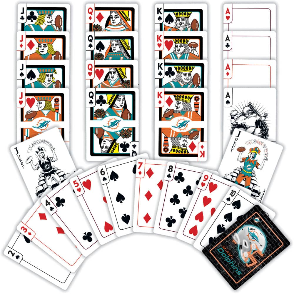 Miami Dolphins Neon Playing Cards - 54 Card Deck