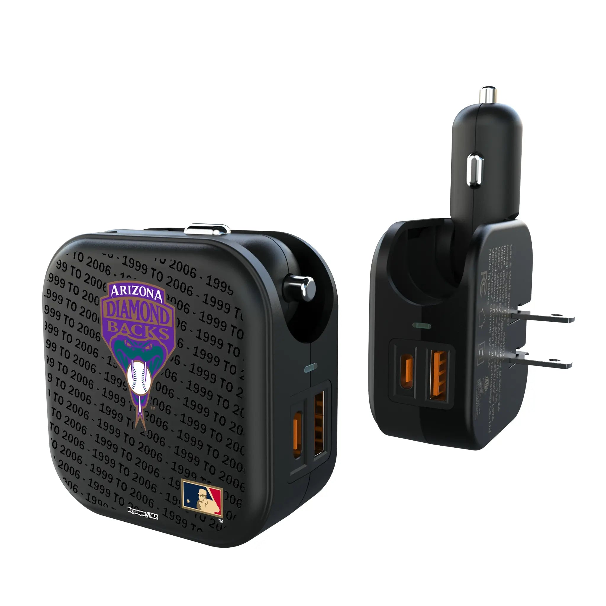 Arizona Diamondbacks 1999-2006 - Cooperstown Collection Text Backdrop 2 in 1 USB A/C Charger
