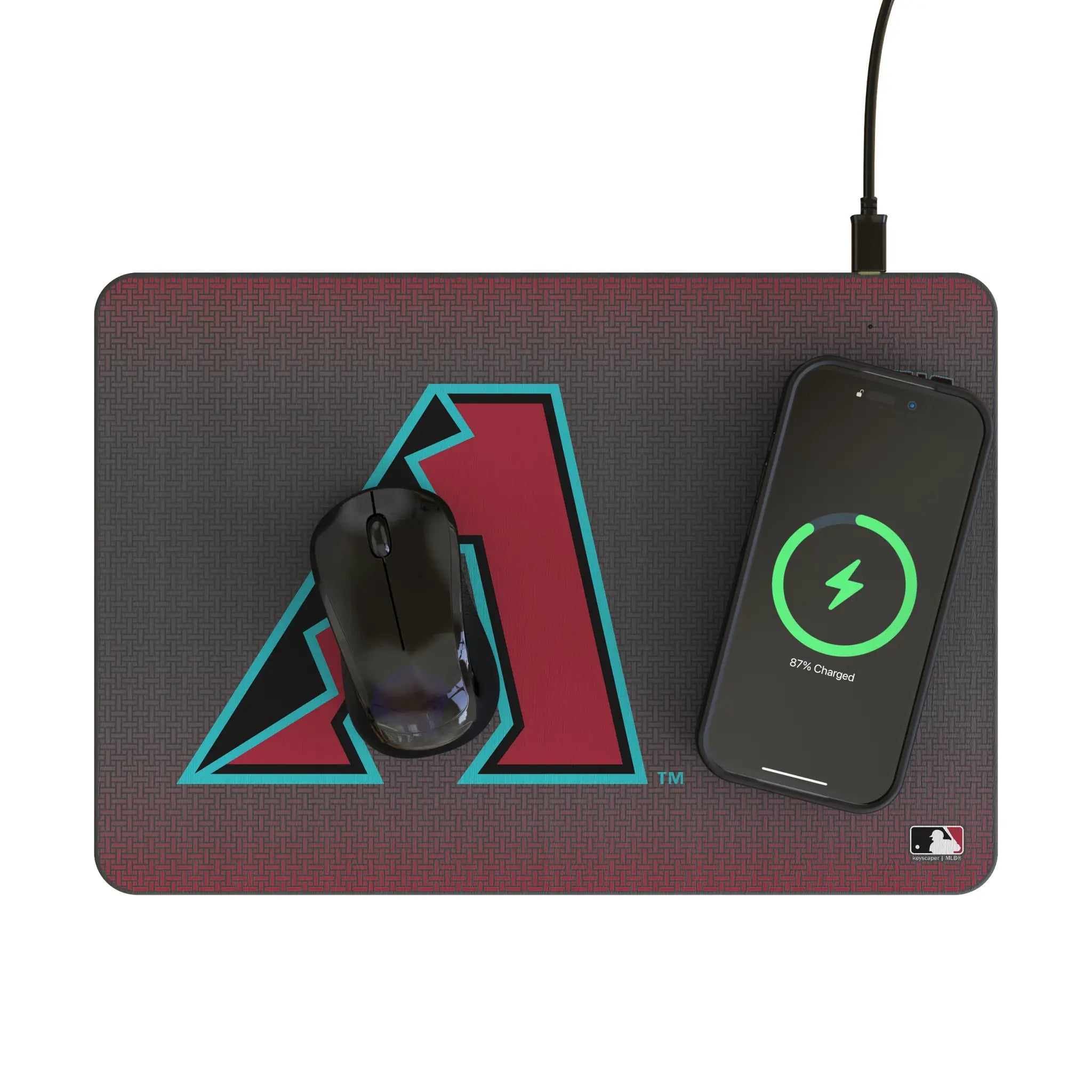 Arizona Diamondbacks Linen 15-Watt Wireless Charger and Mouse Pad
