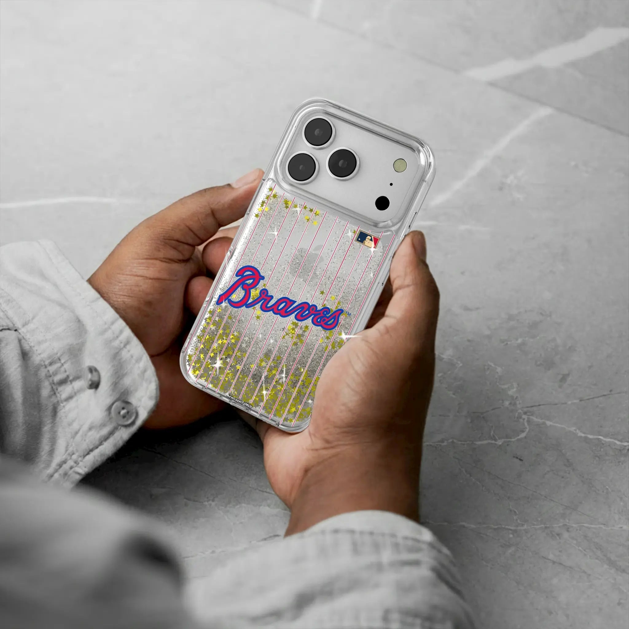 Atlanta Braves Home 2012 - Cooperstown Collection Pinstripe Glitter Phone Case