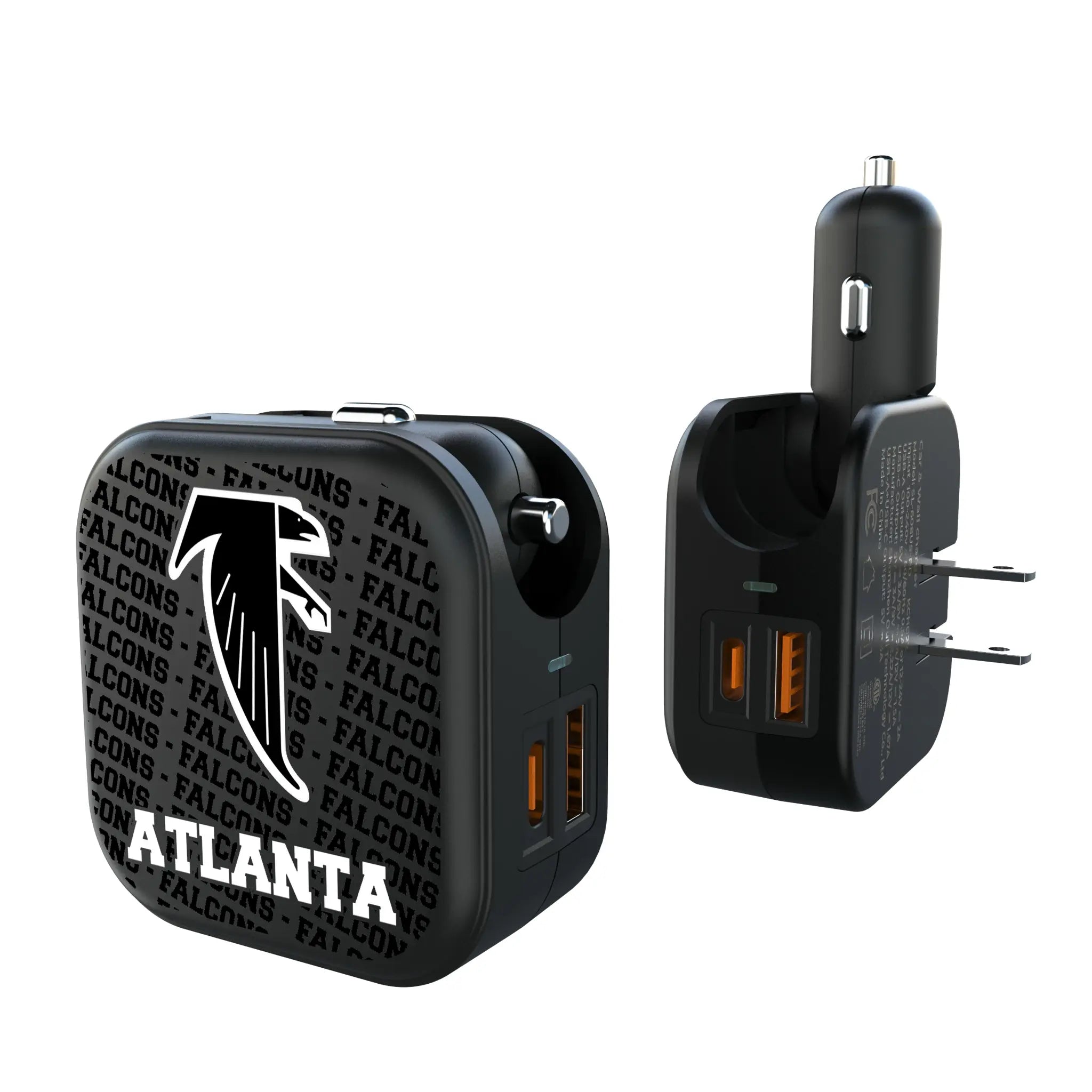 Atlanta Falcons Classic  Text Backdrop 2 in 1 USB A/C Charger