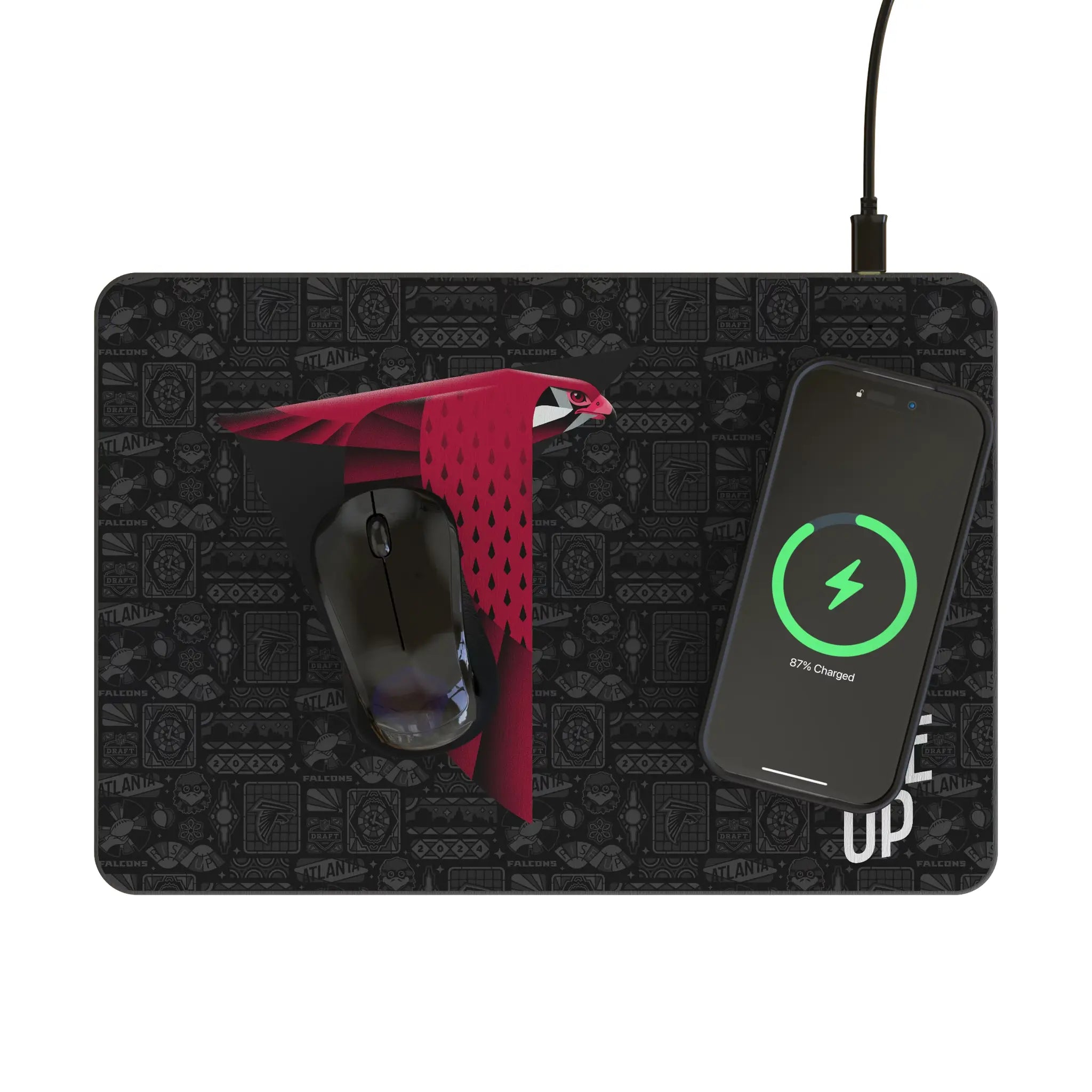 Atlanta Falcons 2024 Edition 15-Watt Wireless Charger and Mouse Pad