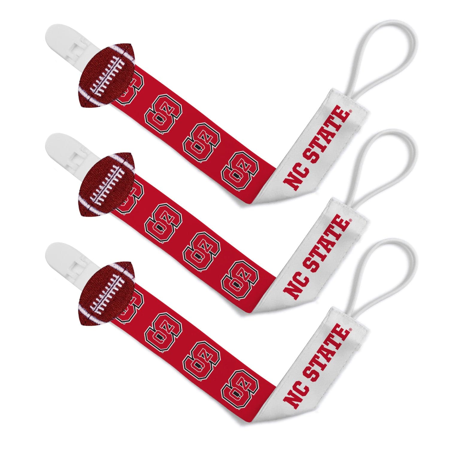 NC State Wolfpack Pacifier Clip 3-Pack - Official Team Merchandise - Sports Gifts, Sports Memorabilia, Sports Collectibles, Fan Shop