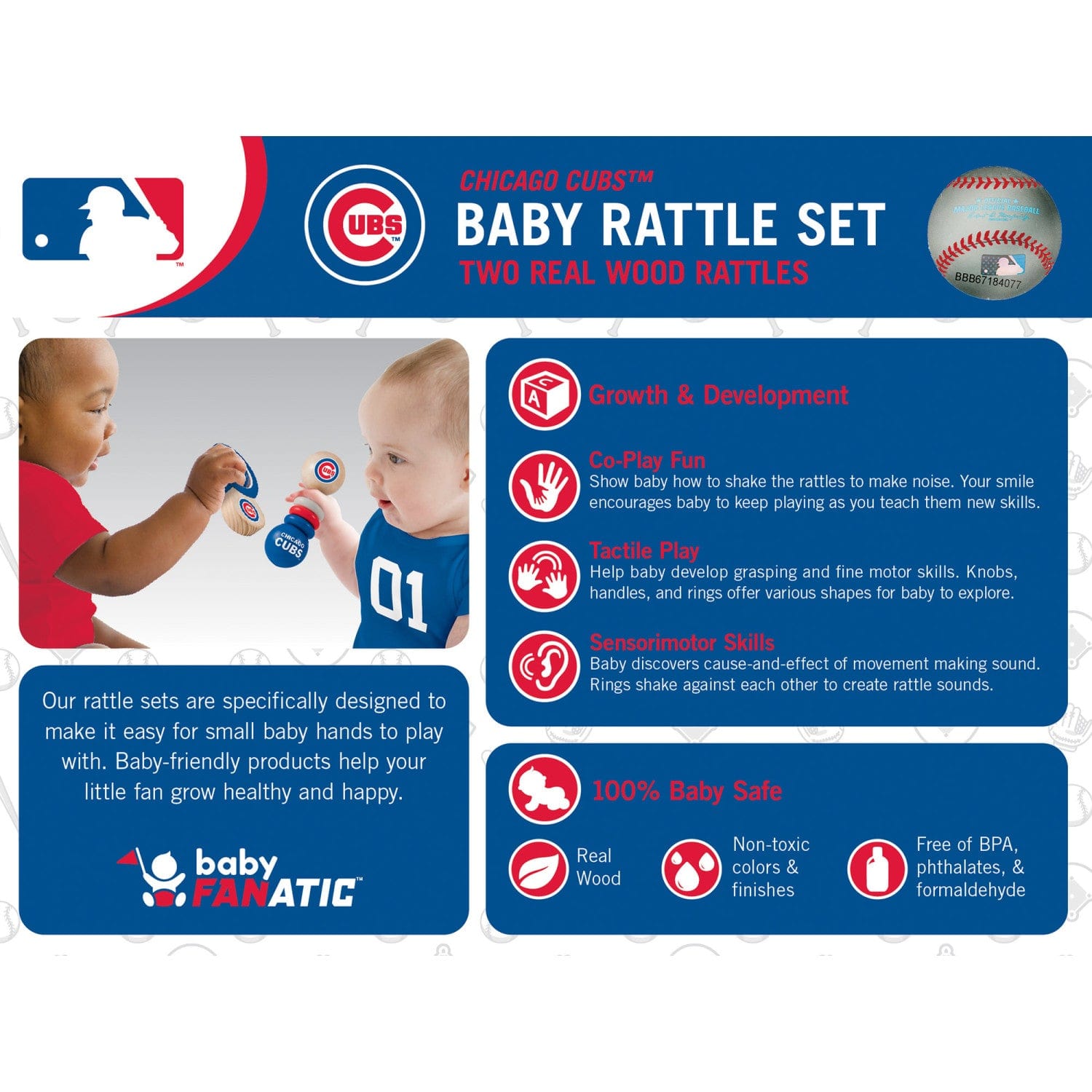 Chicago Cubs Baby Rattles 2-Pack