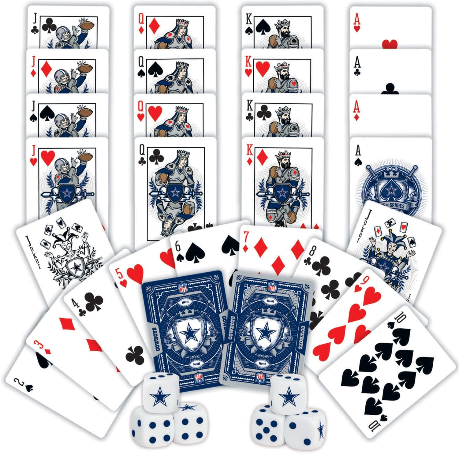 Dallas Cowboys 2-Pack Playing Cards and Dice Set