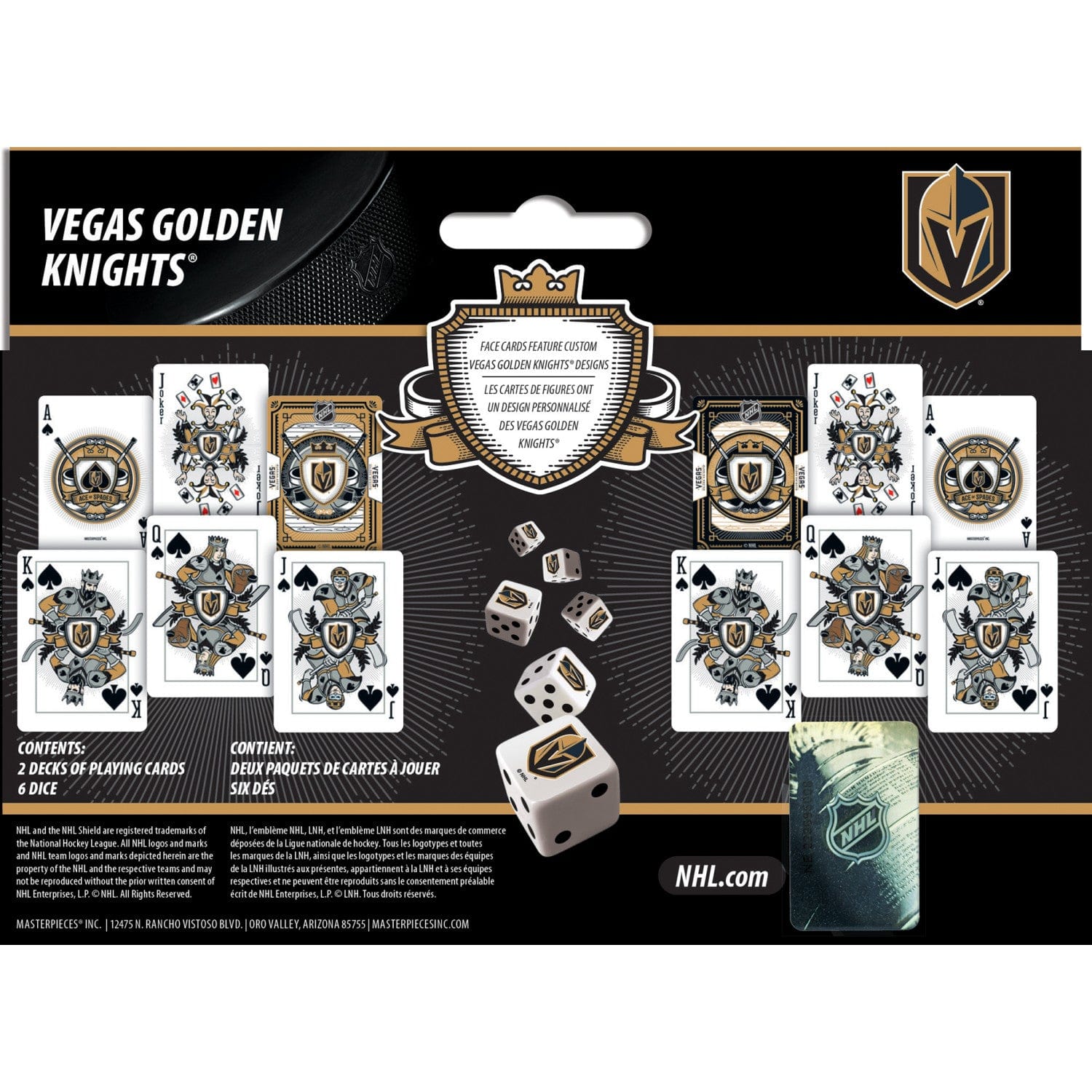 Las Vegas Golden Knights 2-Pack Playing Cards and Dice Set - Sports Gifts, Sports Memorabilia, Sports Collectibles, Fan Shop