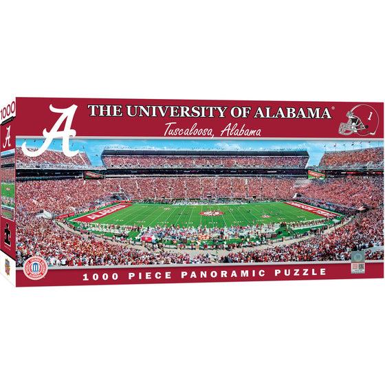 Alabama Crimson Tide - 1000 Piece Panoramic Jigsaw Puzzle - Center View - 757 Sports Collectibles