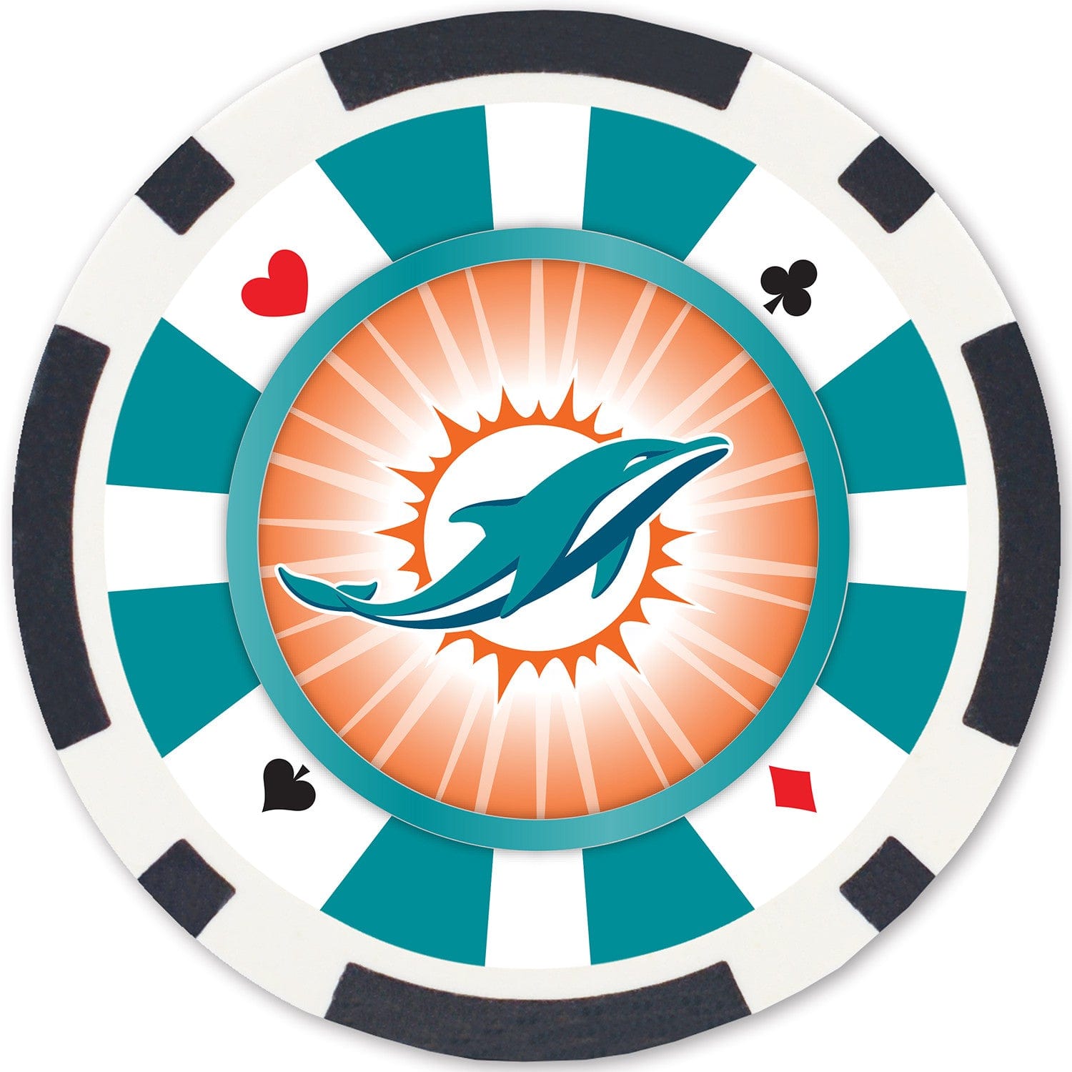 Miami Dolphins 100 Piece Poker Chip Set - Sports Gifts, Sports Memorabilia, Sports Collectibles, Fan Shop