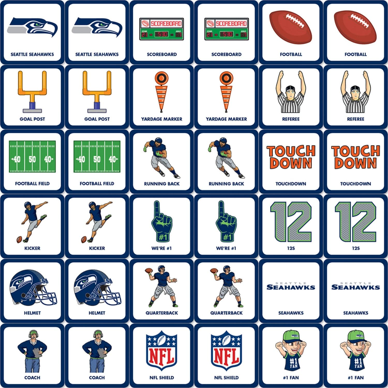Seattle Seahawks Memory Matching Game - Sports Gifts, Sports Memorabilia, Sports Collectibles, Fan Shop