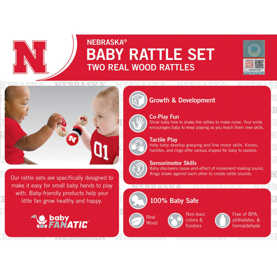 Nebraska Cornhuskers - Baby Rattles 2-Pack - 757 Sports Collectibles