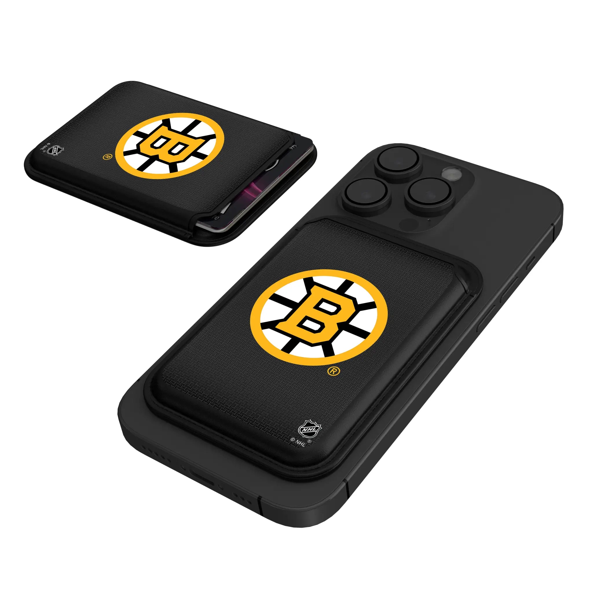 Boston Bruins Linen Black Magnetic Credit Card Wallet
