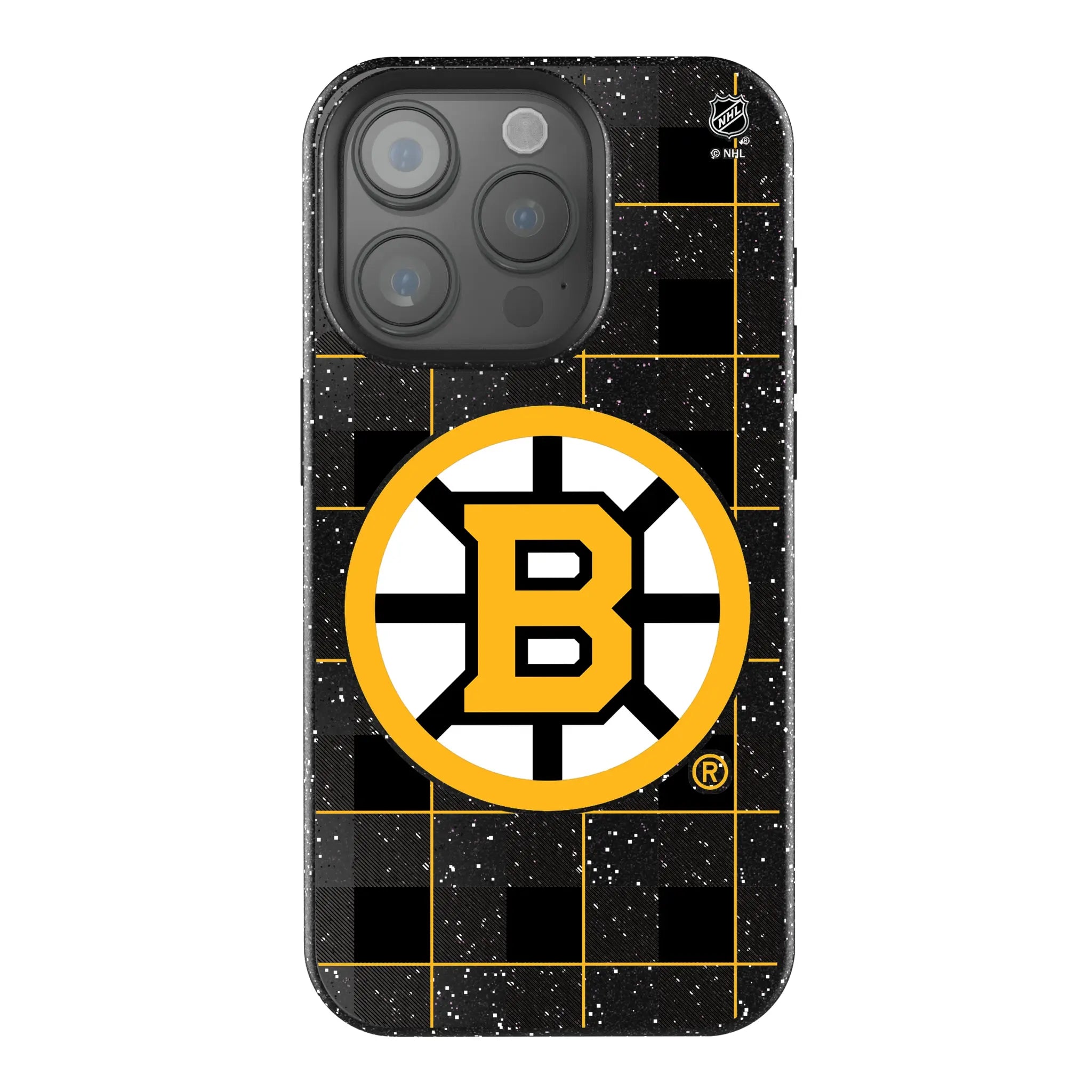 Boston Bruins Plaid Bling Phone Case