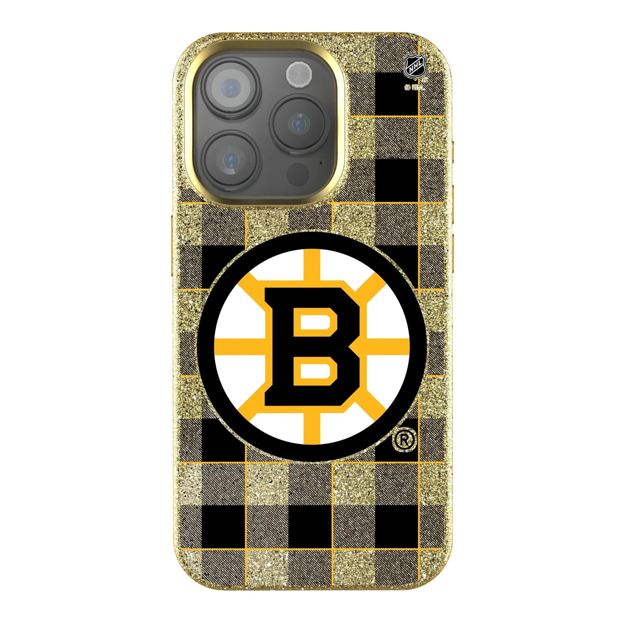 Boston Bruins Plaid Bling Phone Case
