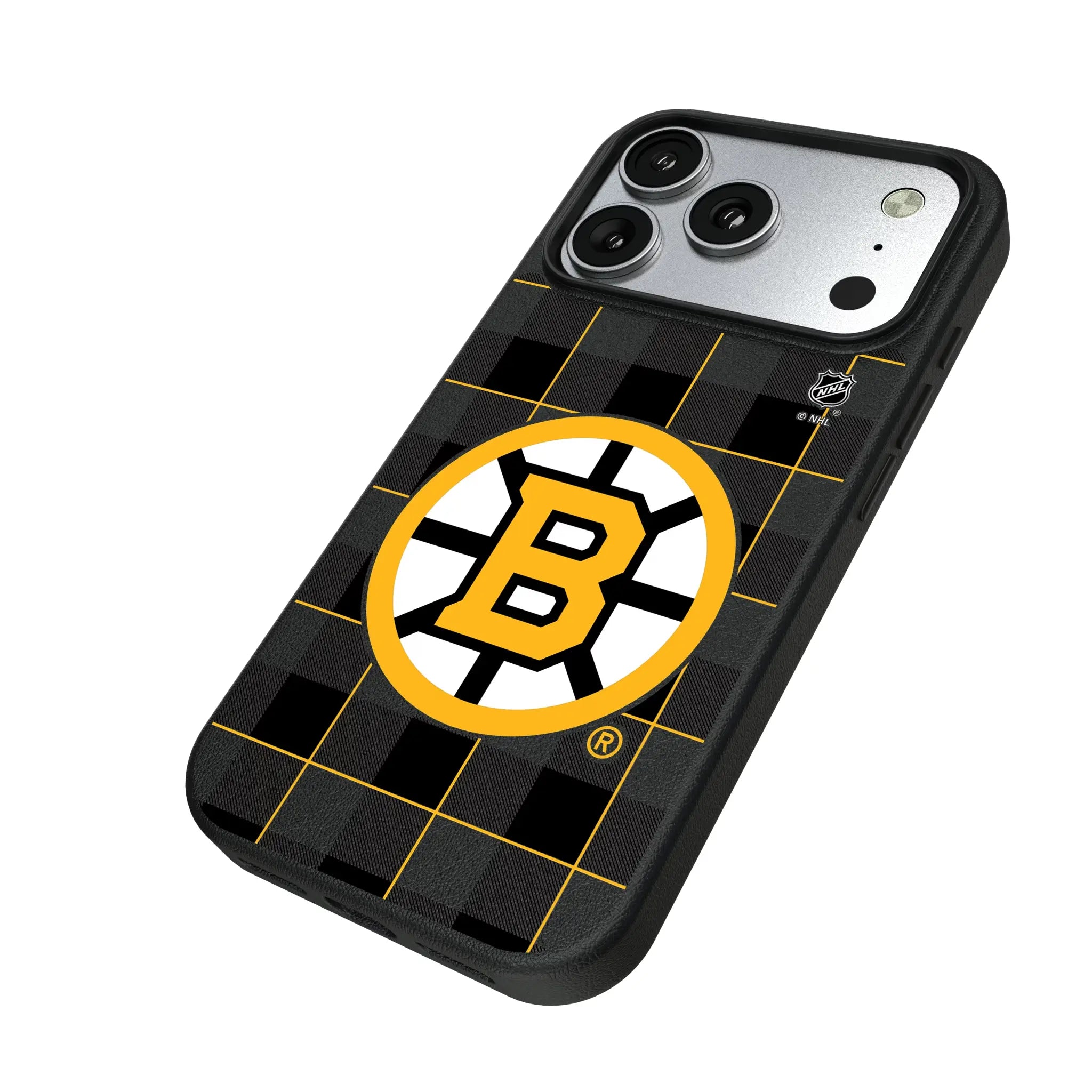 Boston Bruins Plaid MagSafe Compatible Phone Case for Apple iPhone