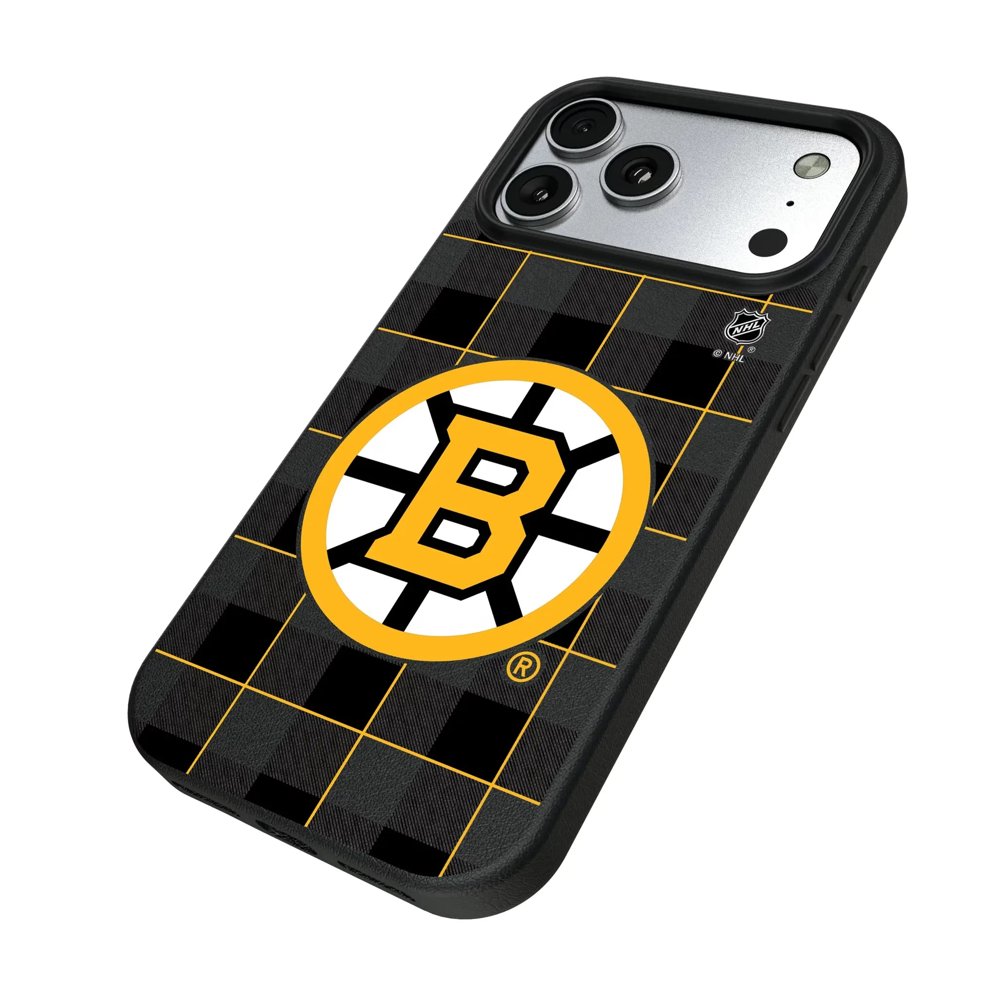 Boston Bruins Plaid MagSafe Compatible Phone Case for Apple iPhone