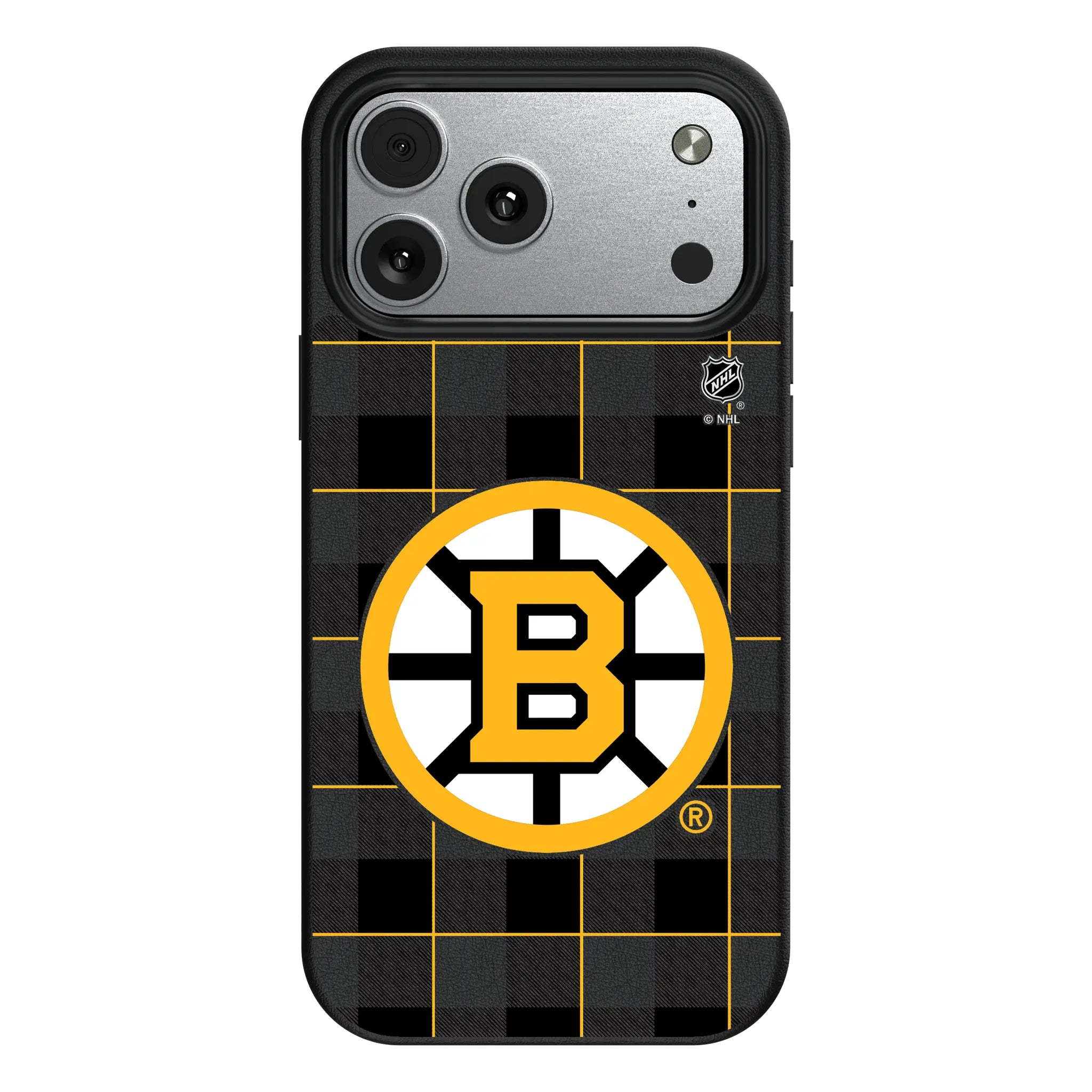 Boston Bruins Plaid MagSafe Compatible Phone Case for Apple iPhone