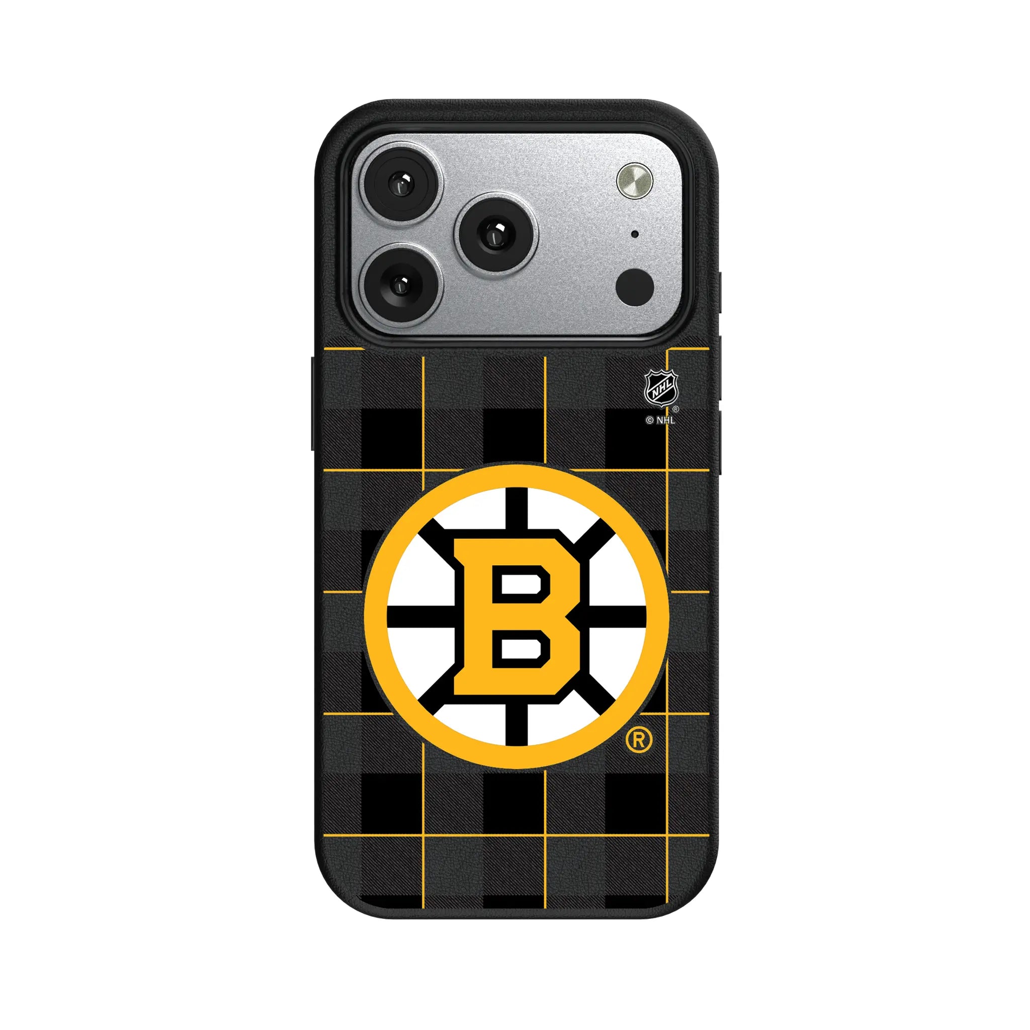Boston Bruins Plaid MagSafe Compatible Phone Case for Apple iPhone