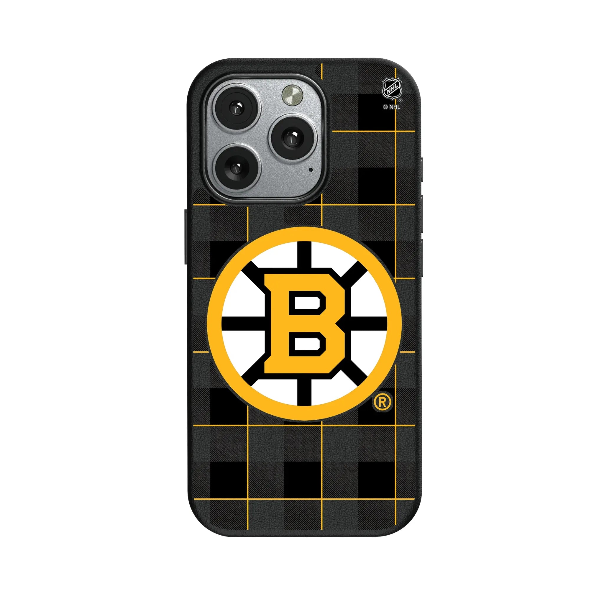 Boston Bruins Plaid MagSafe Compatible Phone Case for Apple iPhone