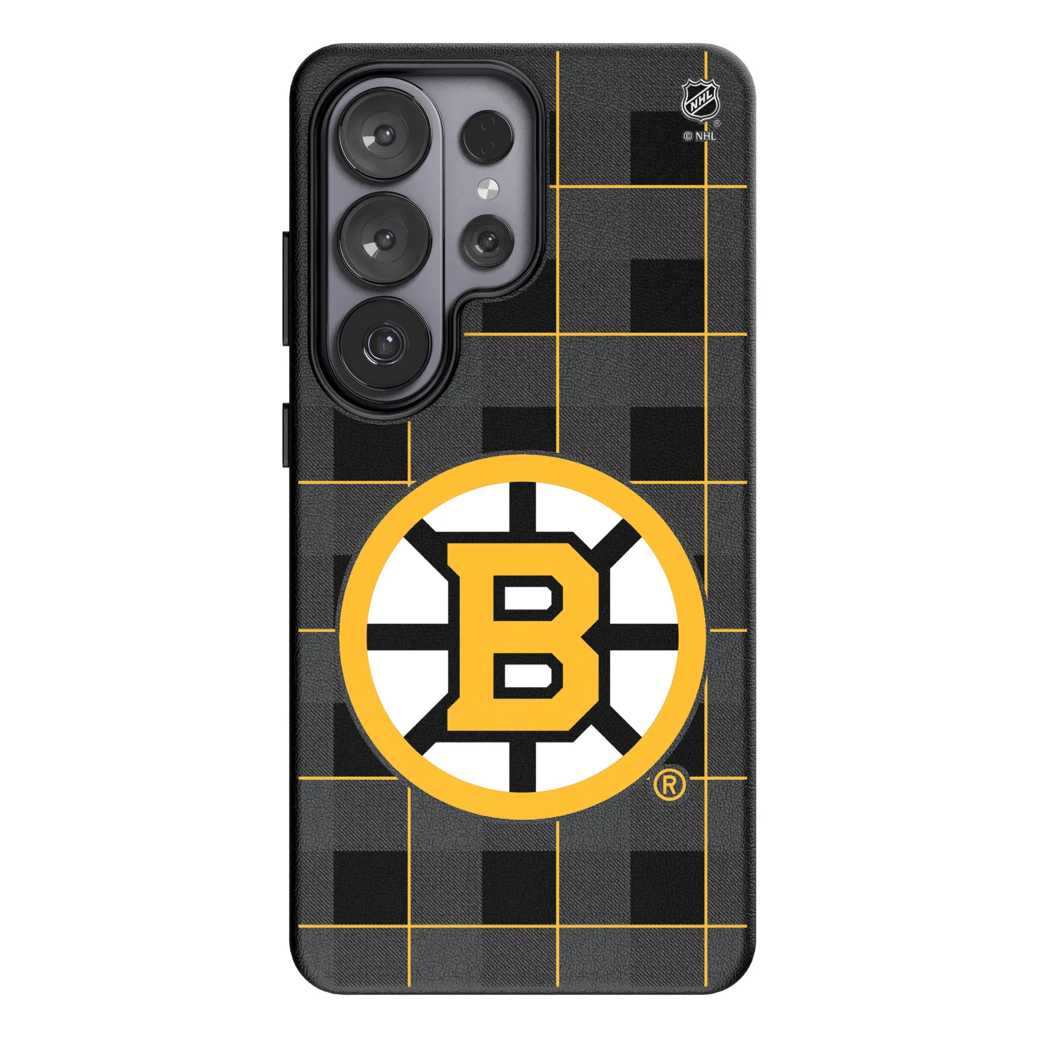 Boston Bruins Plaid MagSafe Compatible Phone Case for Samsung Galaxy