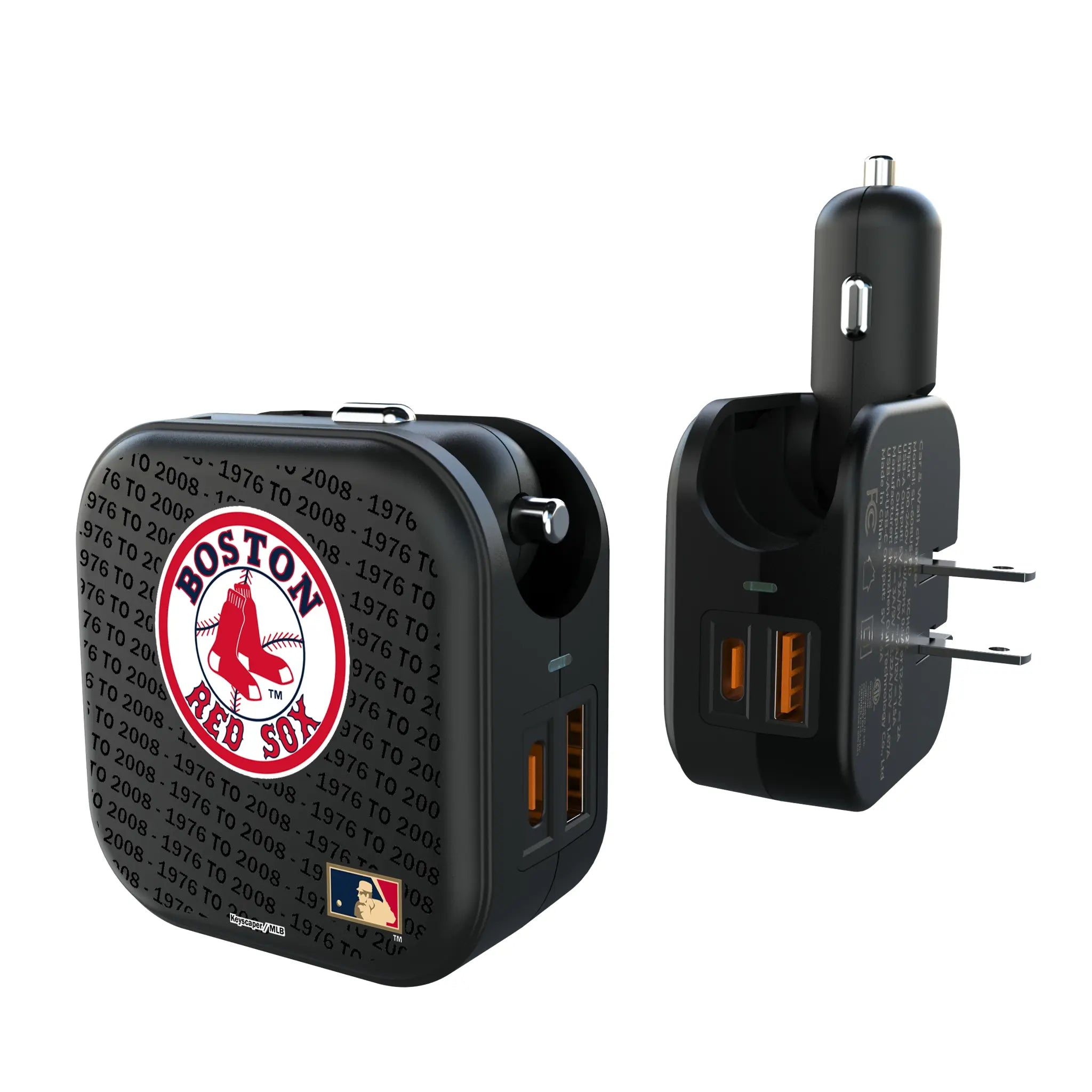 Boston Red Sox 1976-2008 - Cooperstown Collection Text Backdrop 2 in 1 USB A/C Charger