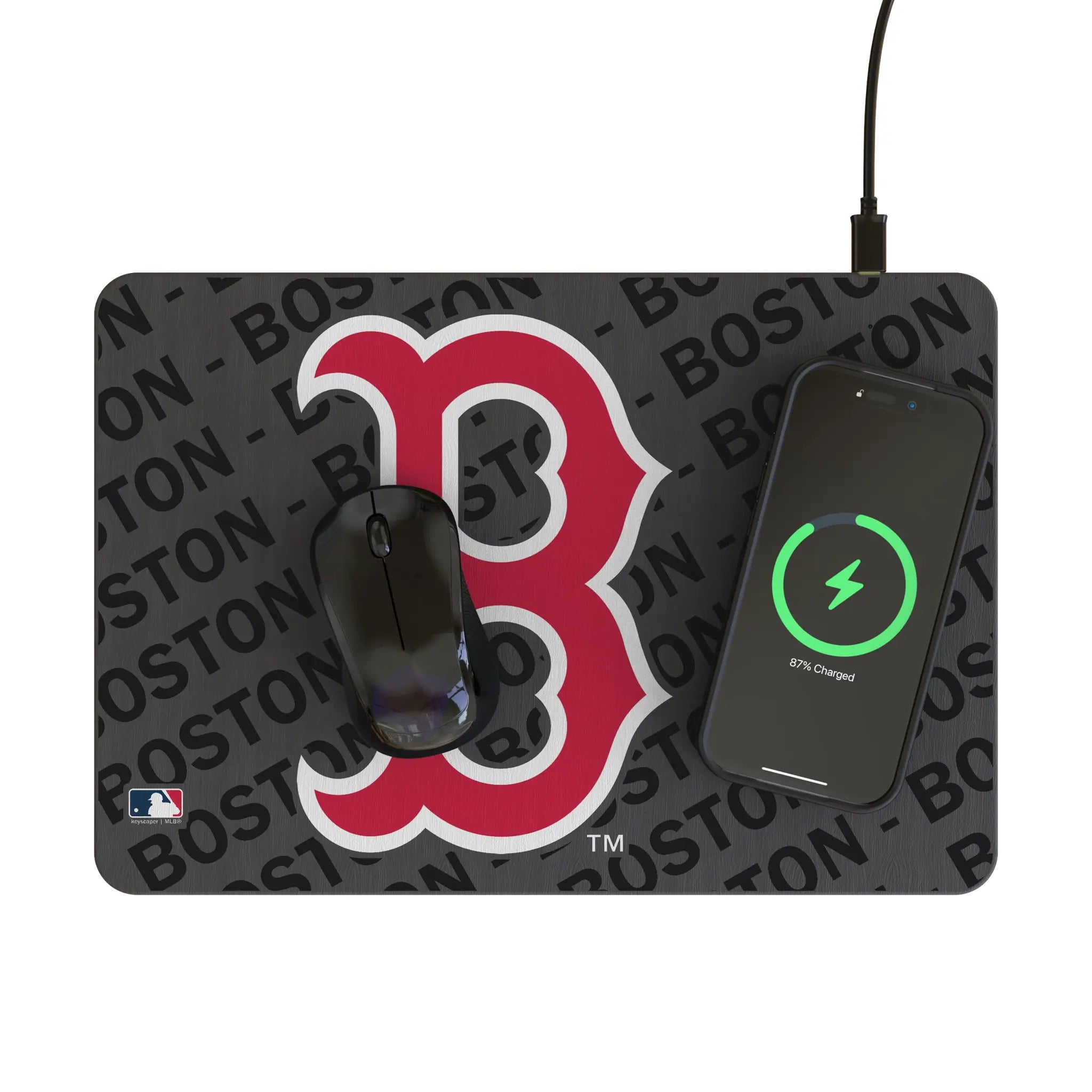 Boston Red Sox Monocolor Tilt 15-Watt Wireless Charger and Mouse Pad