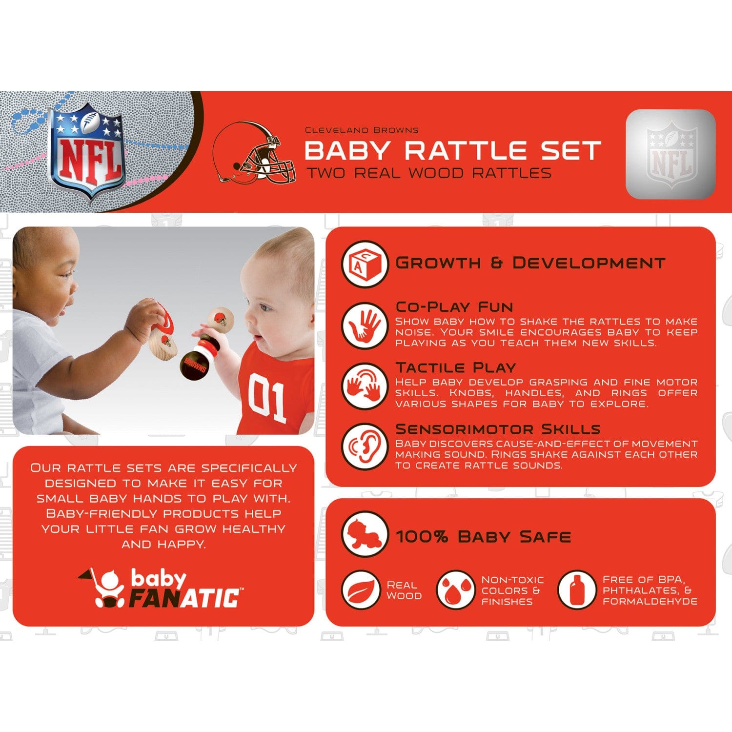 Cleveland Browns Baby Rattles 2-Pack
