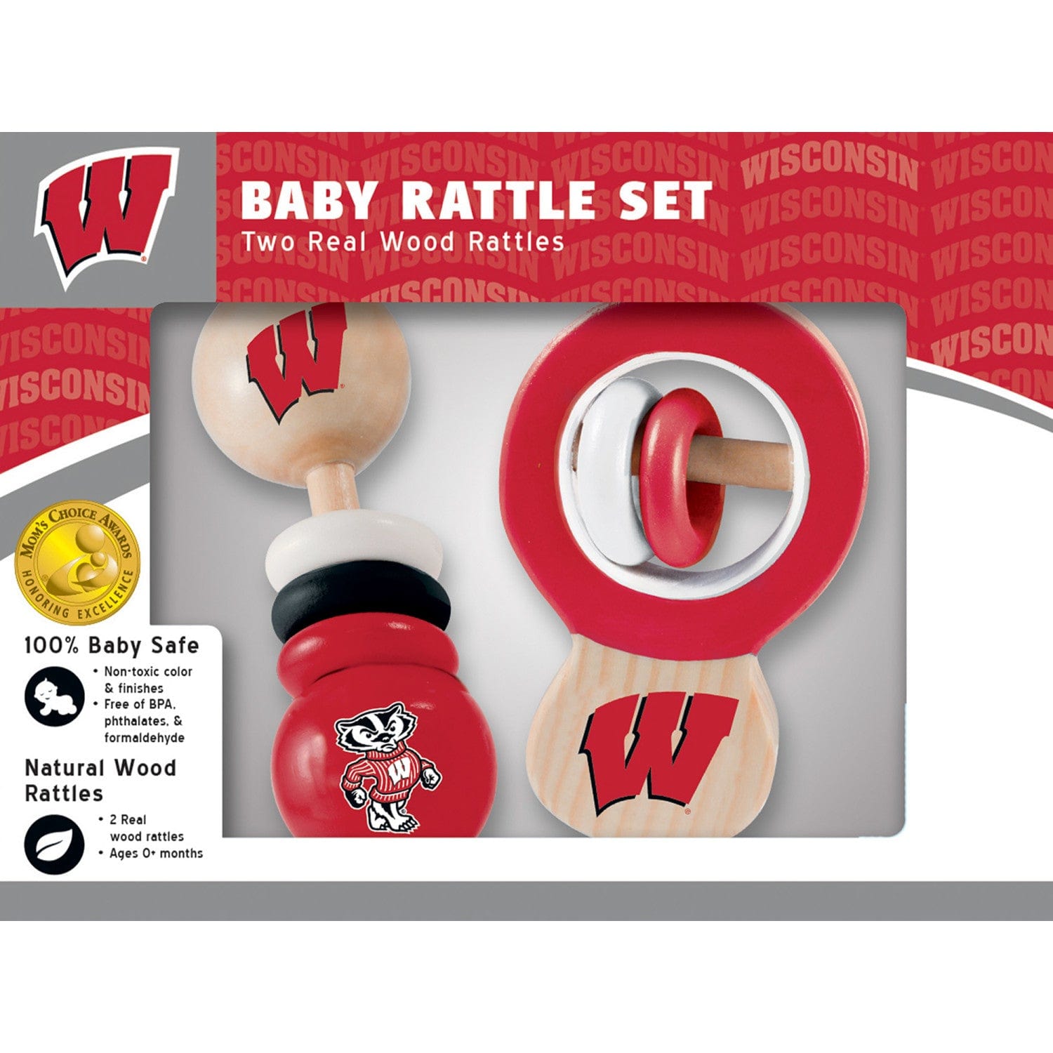 Wisconsin Badgers Baby Rattles - 2-Pack - Sports Gifts, Sports Memorabilia, Sports Collectibles, Fan Shop