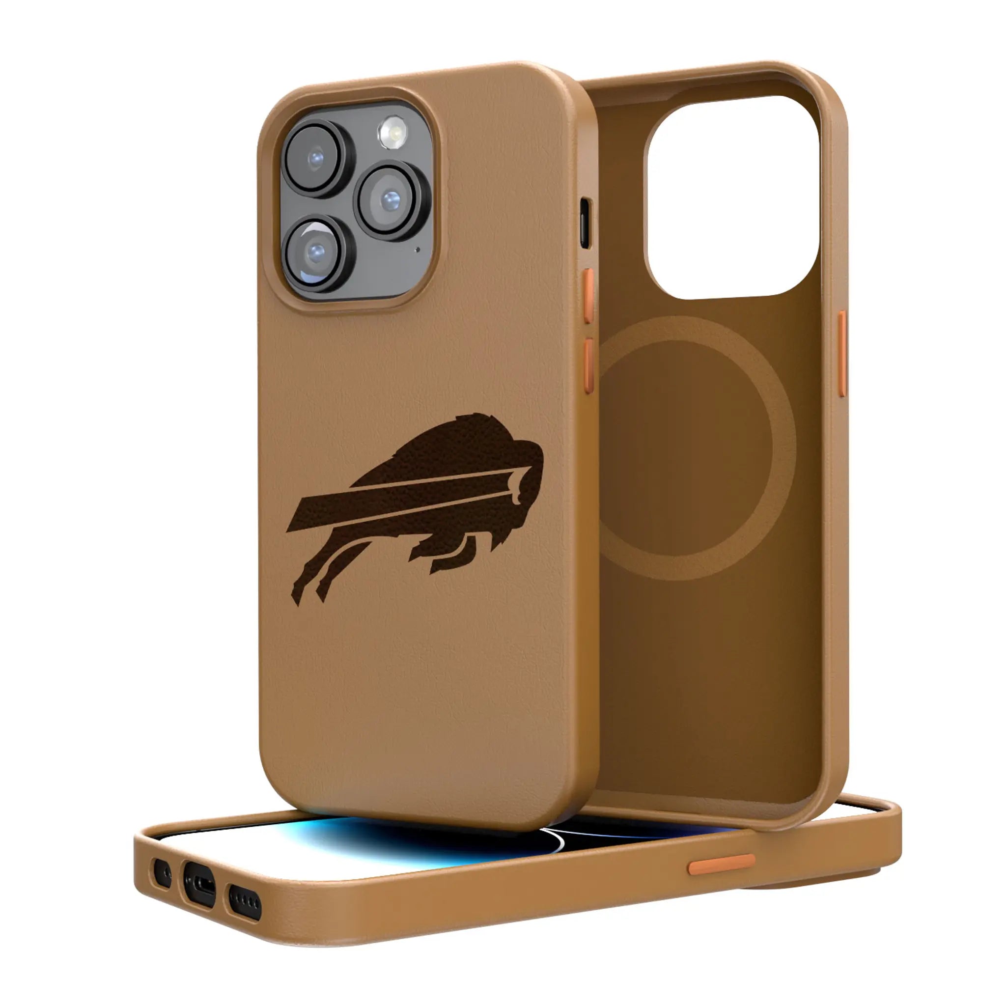 Buffalo Bills Woodburned Brown Magnetic Case