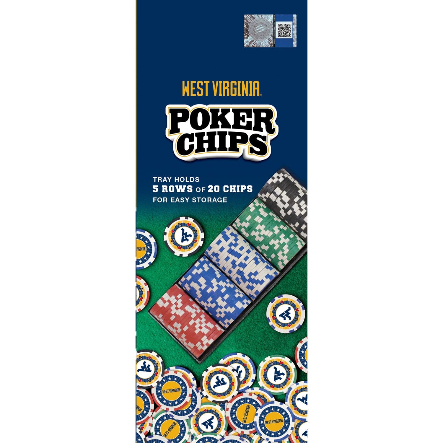 West Virginia Mountaineers 100 Piece Poker Chip Set - Sports Gifts, Sports Memorabilia, Sports Collectibles, Fan Shop