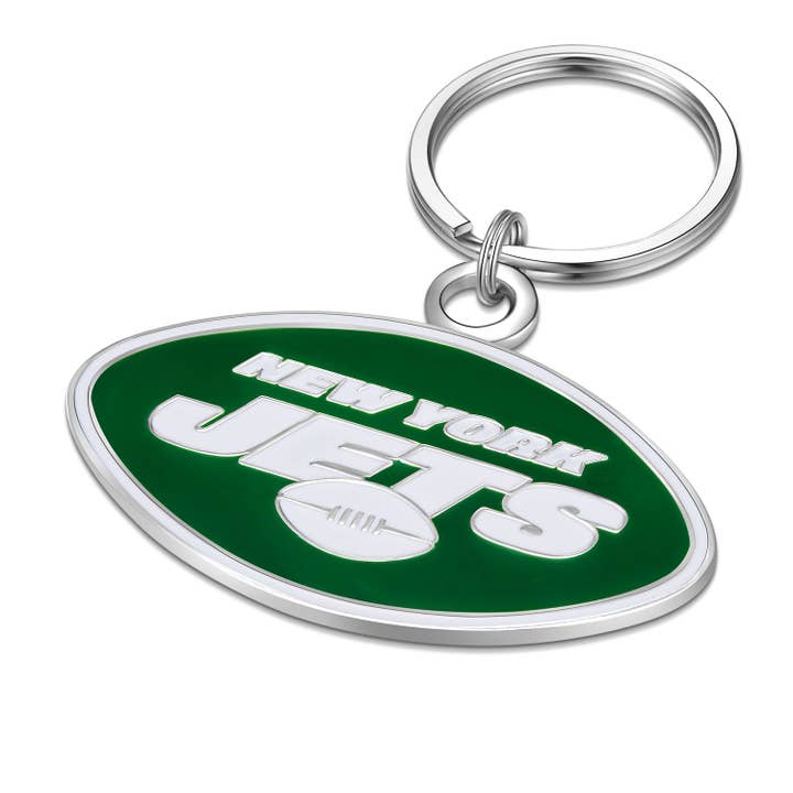 New York Jets Chrome Logo Cut Keychain - Sports Collectibles, Sports Memorabilia, Sports Fan Shop, Sports Gifts