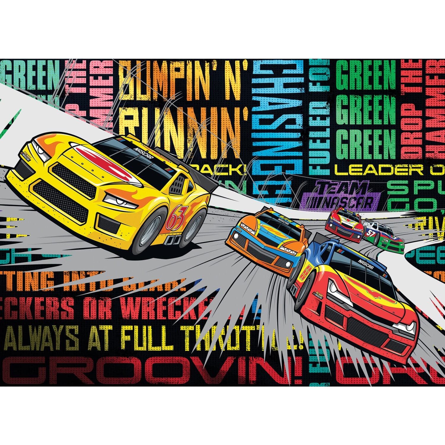 NASCAR - Fast Track Fun 100 Piece Jigsaw Puzzle - Sports Gifts, Sports Memorabilia, Sports Collectibles, Fan Shop