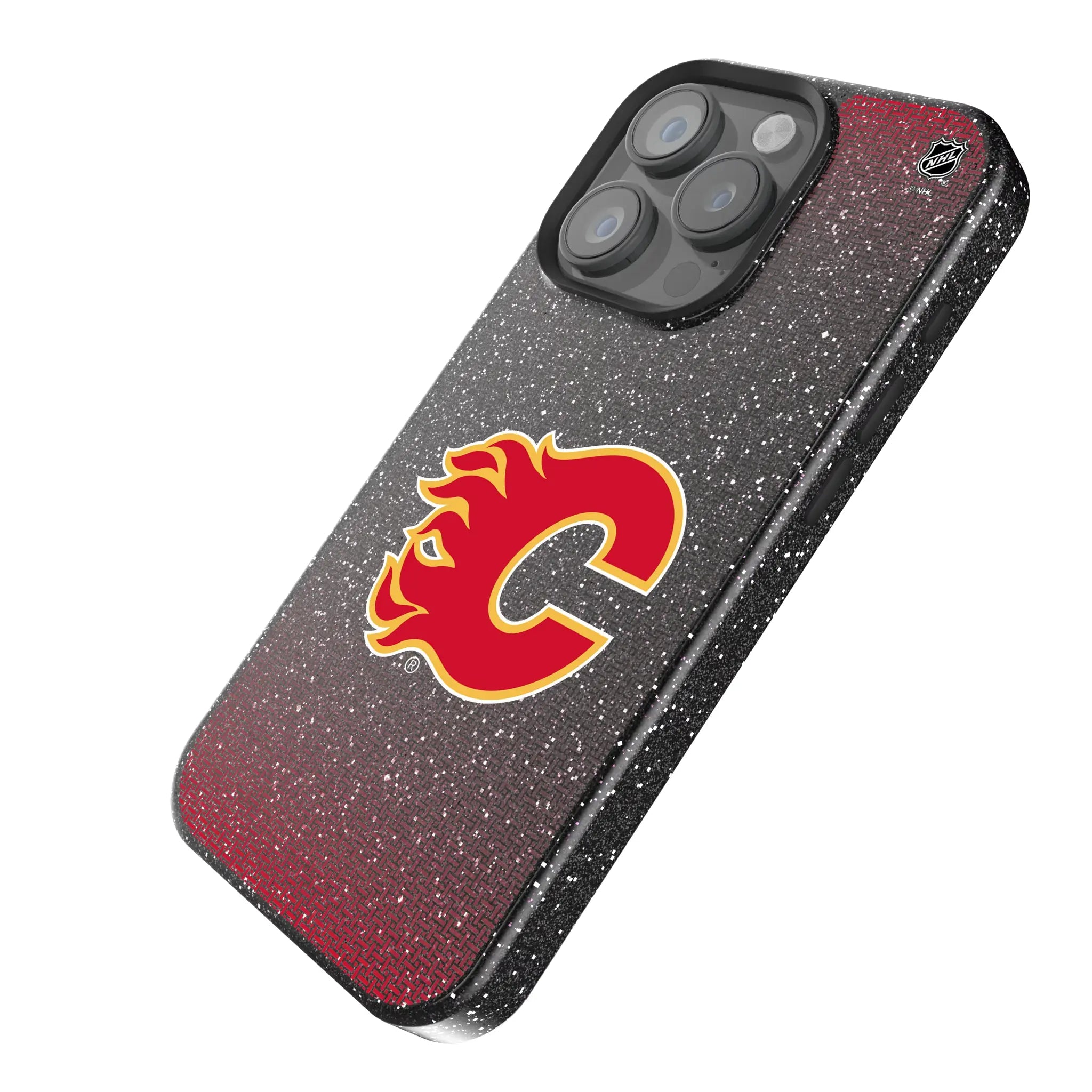 Calgary Flames Linen Bling Phone Case for Apple iPhone