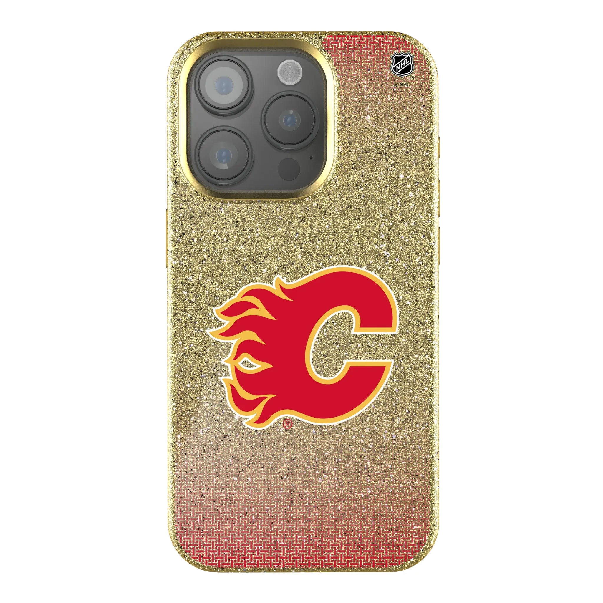 Calgary Flames Linen Bling Phone Case for Apple iPhone