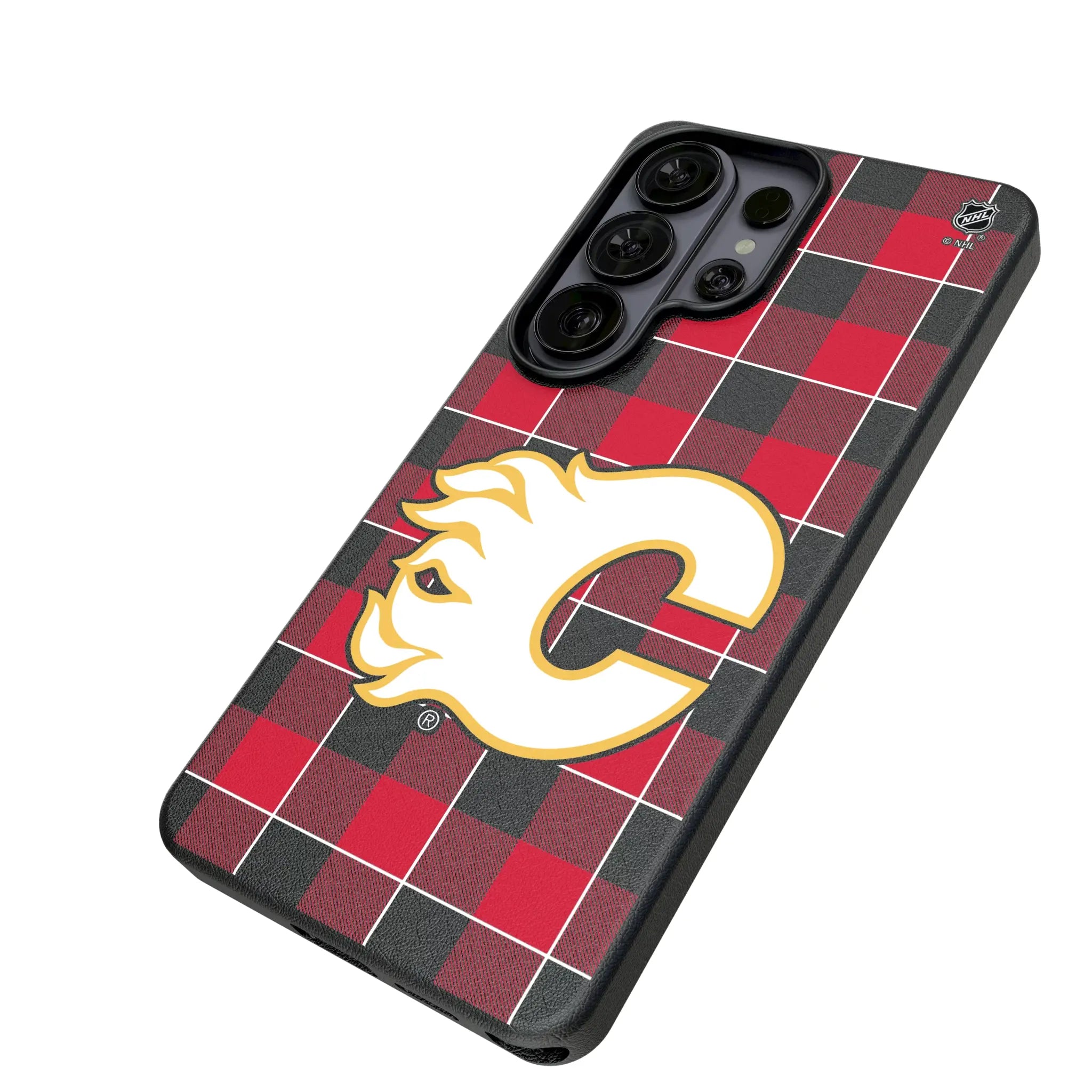 Calgary Flames Plaid MagSafe Compatible Phone Case for Samsung Galaxy