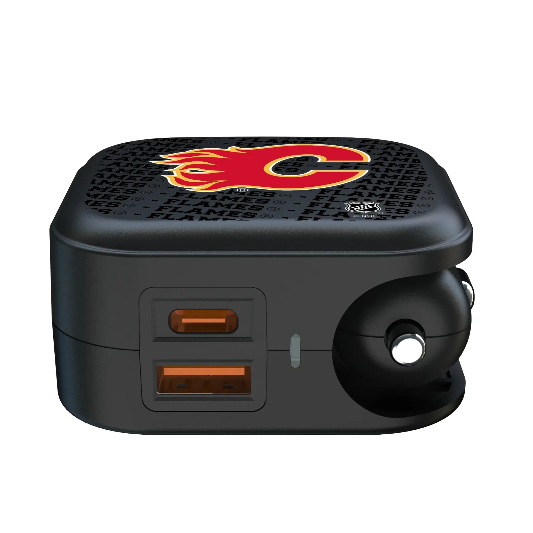 Calgary Flames Text Backdrop 2 in 1 USB A/C Charger