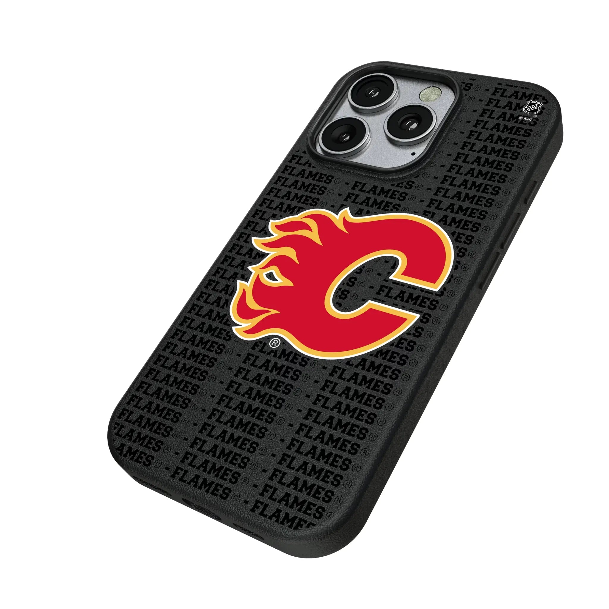 Calgary Flames Text Backdrop MagSafe Compatible Phone Case for Apple iPhone